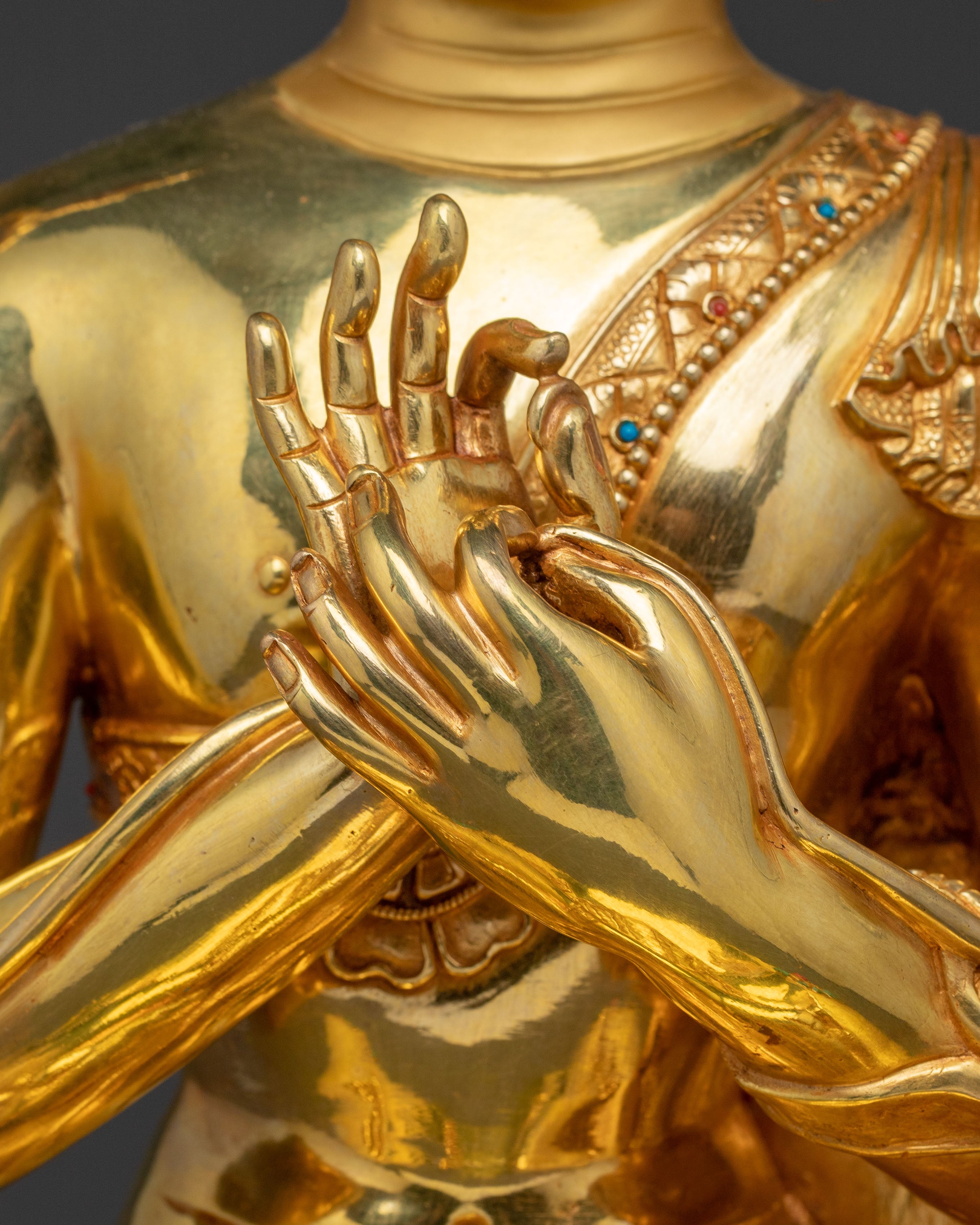 Maitreya Buddha Blessing Statue - 24K Gold Gilded