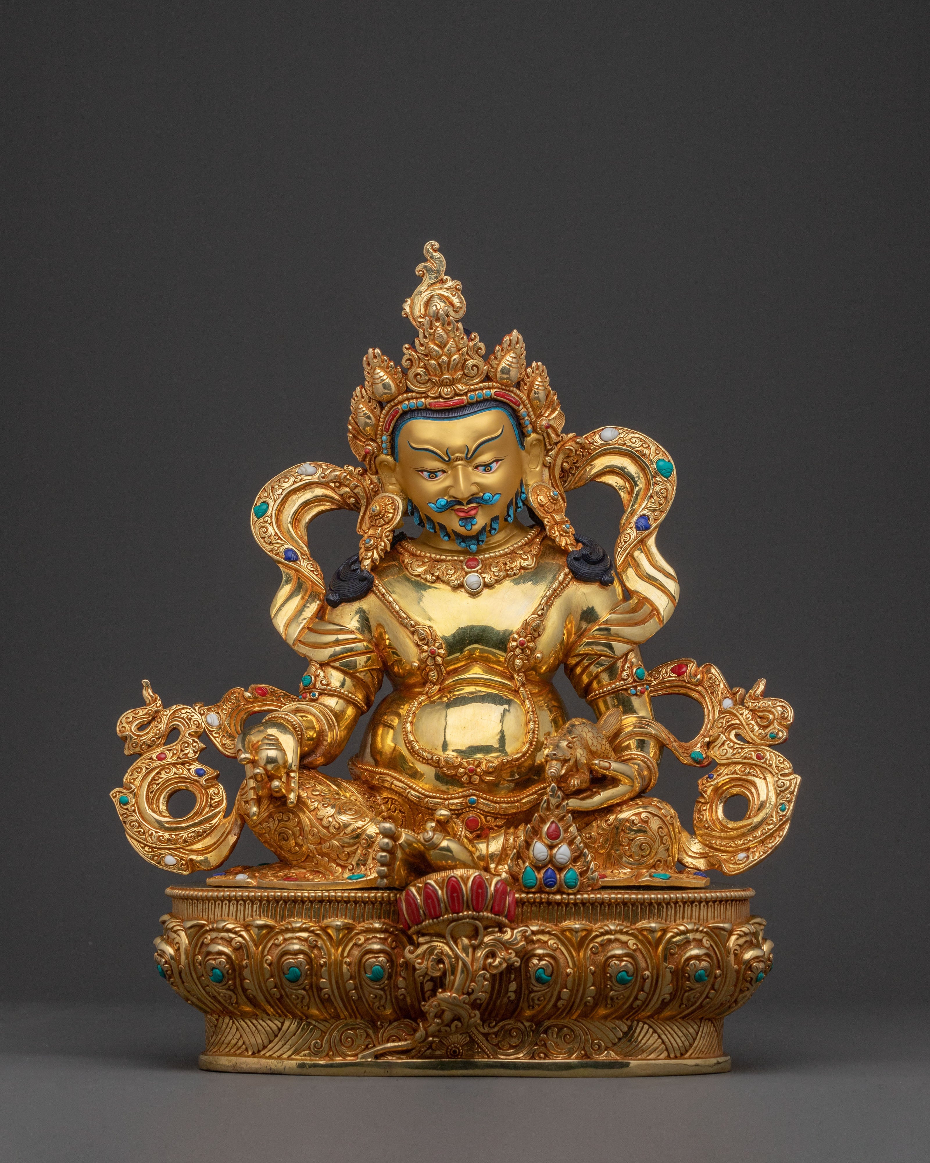 Dzambhala Tibetan Golden Statue: Auspicious Copper Sculpture
