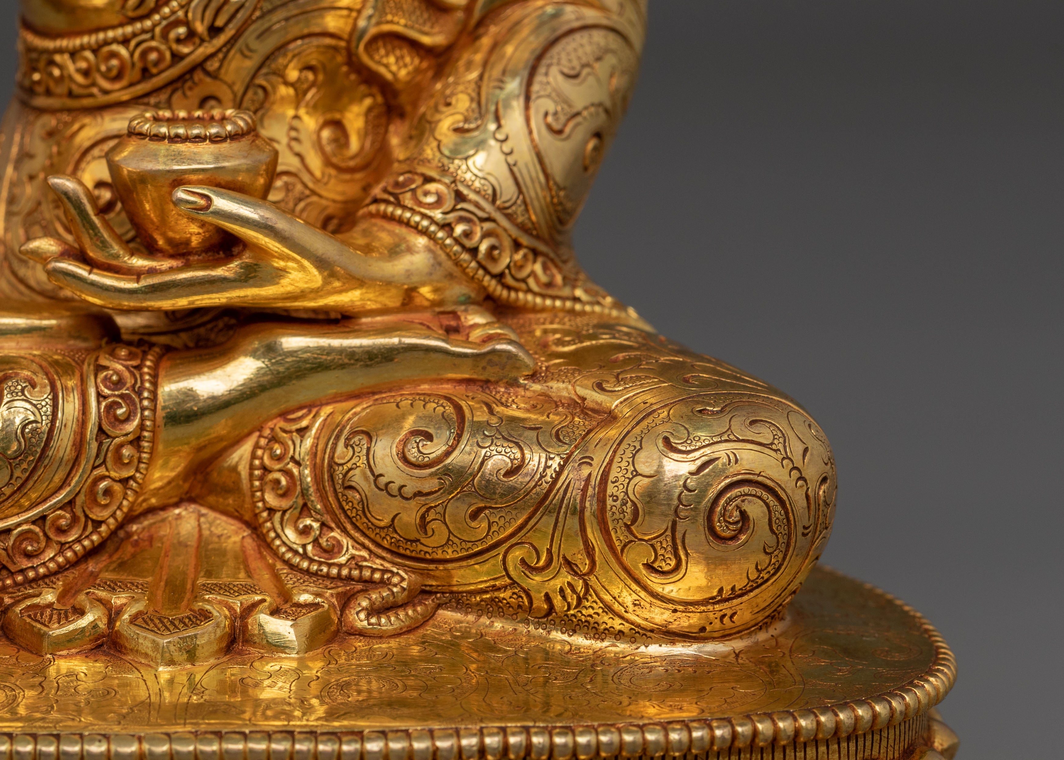 Complete Altar Set of Three Buddhas in Radiant 24K Gold