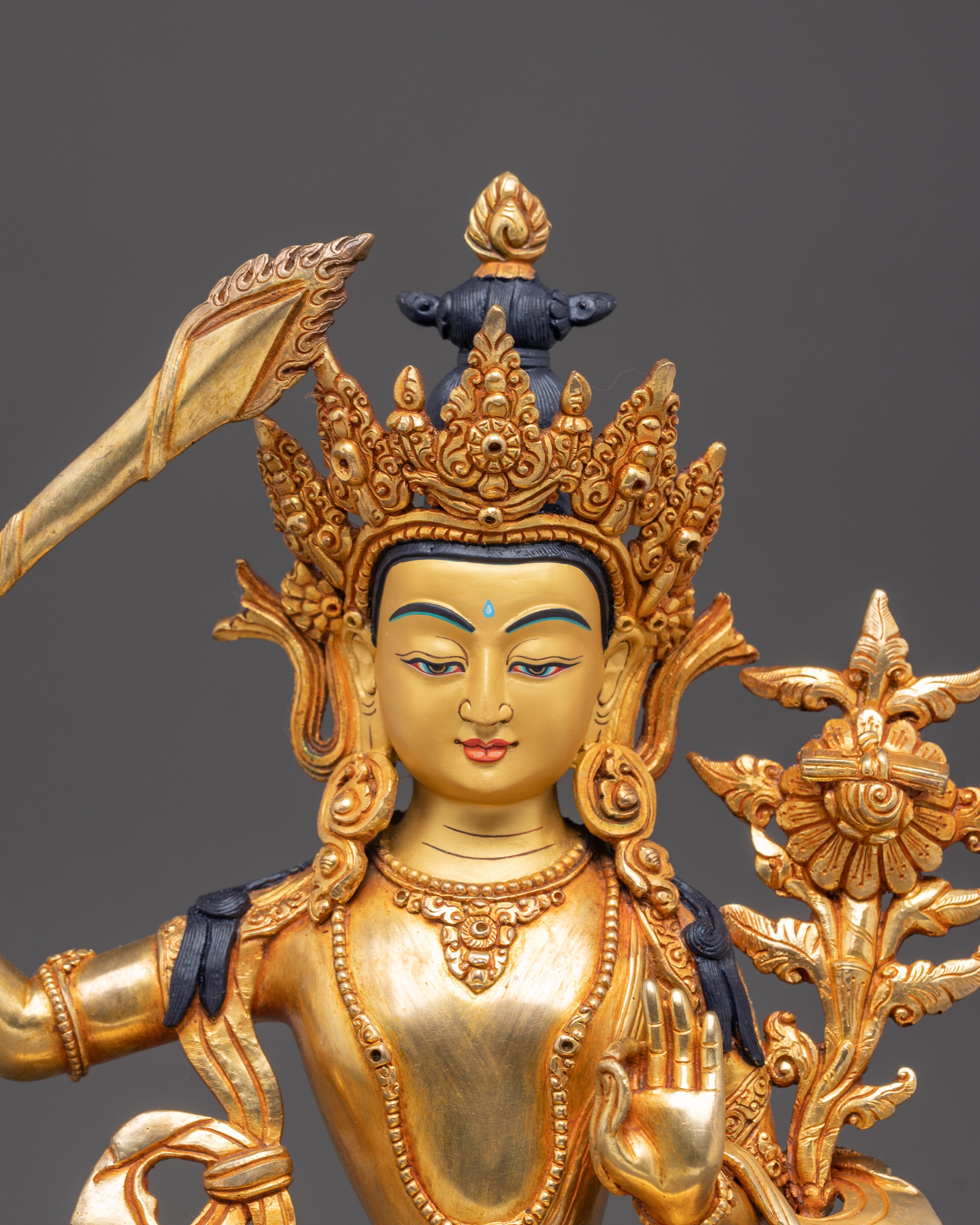 Handcrafted Radiant Statue of Manjushri | Embodiment of Supreme Wisdom