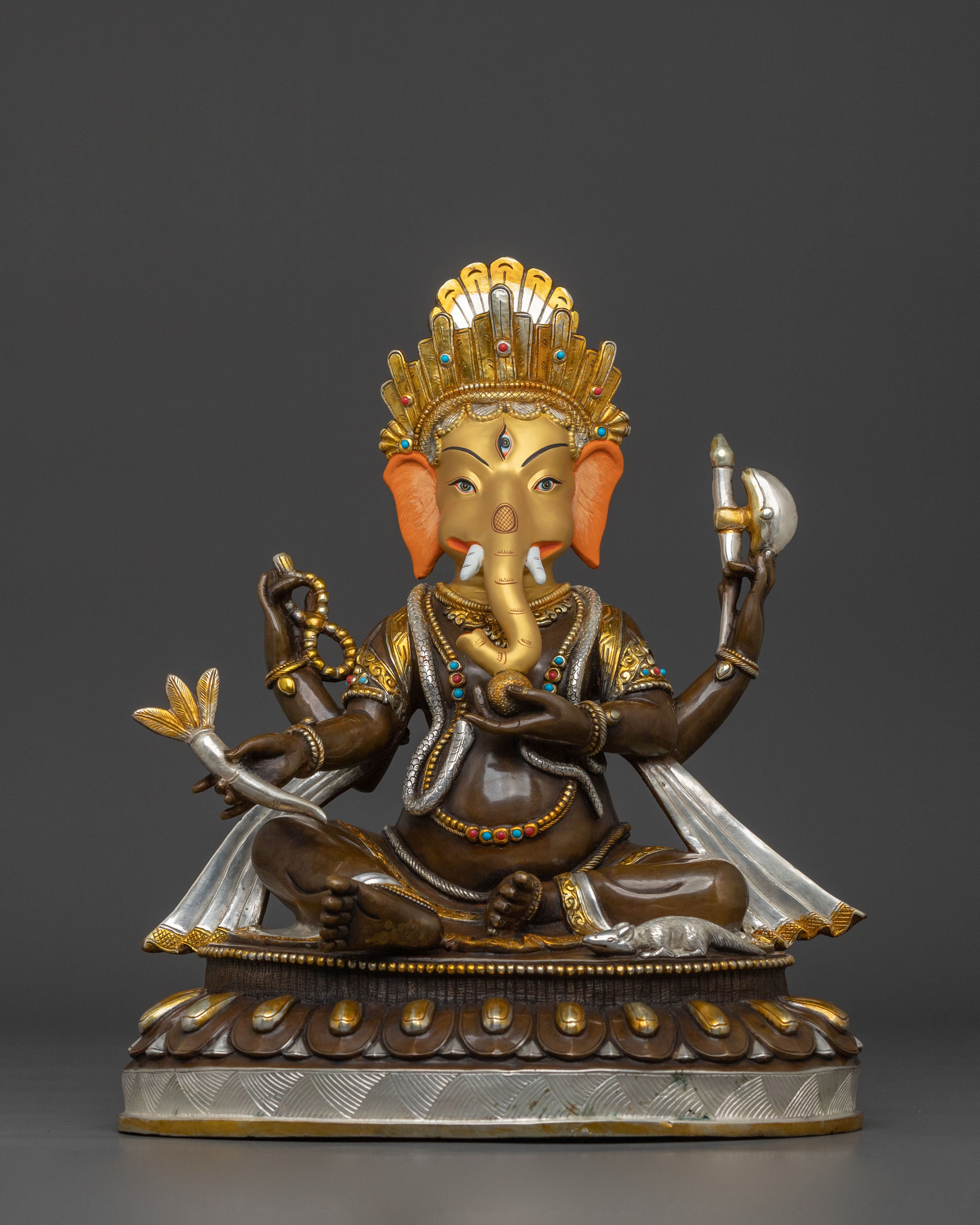 24K Gold Gilded Ganesh Statue | Remover of Obstacles
