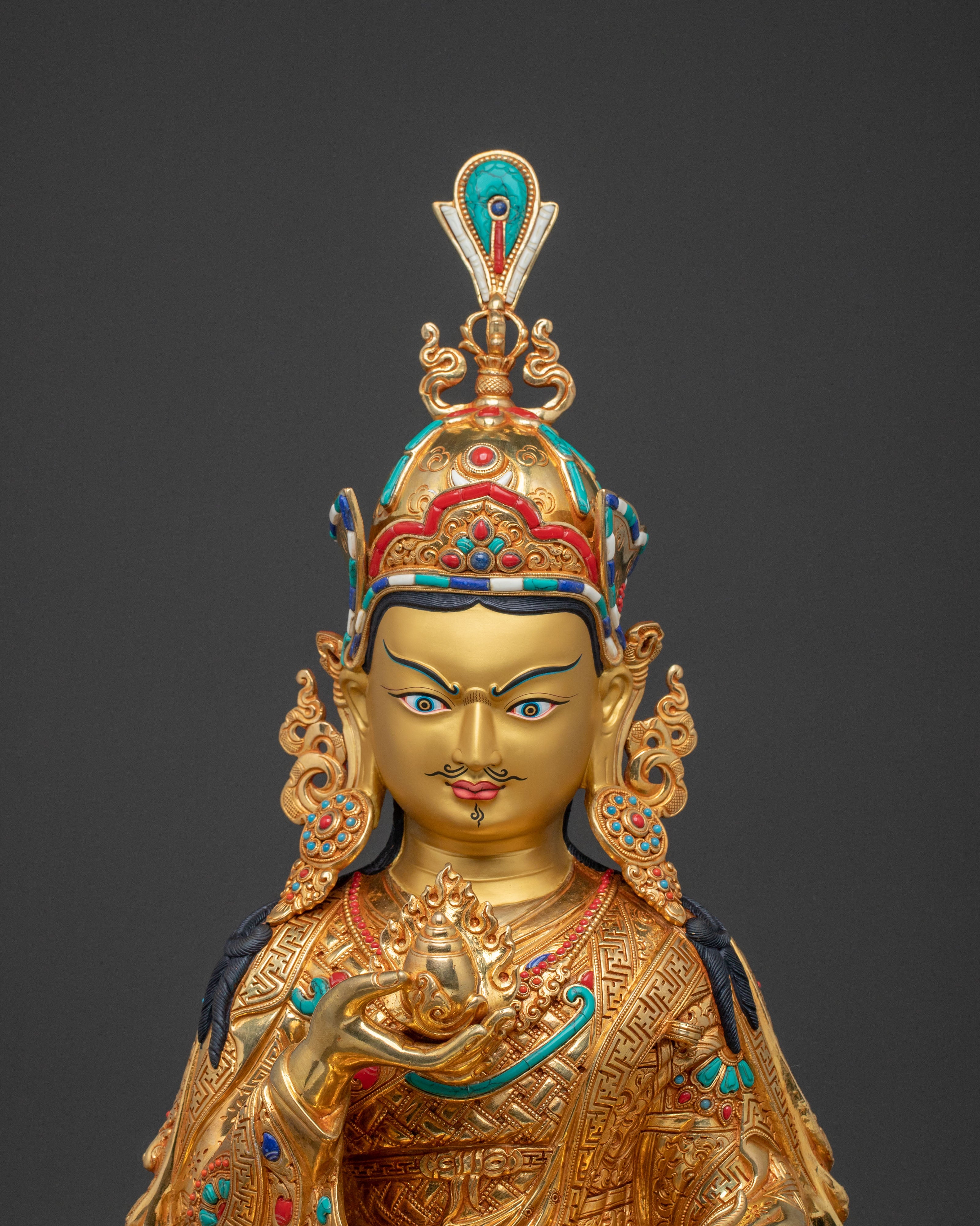 Guru Norla Statue | 24K Gold Gilded Buddhist Master