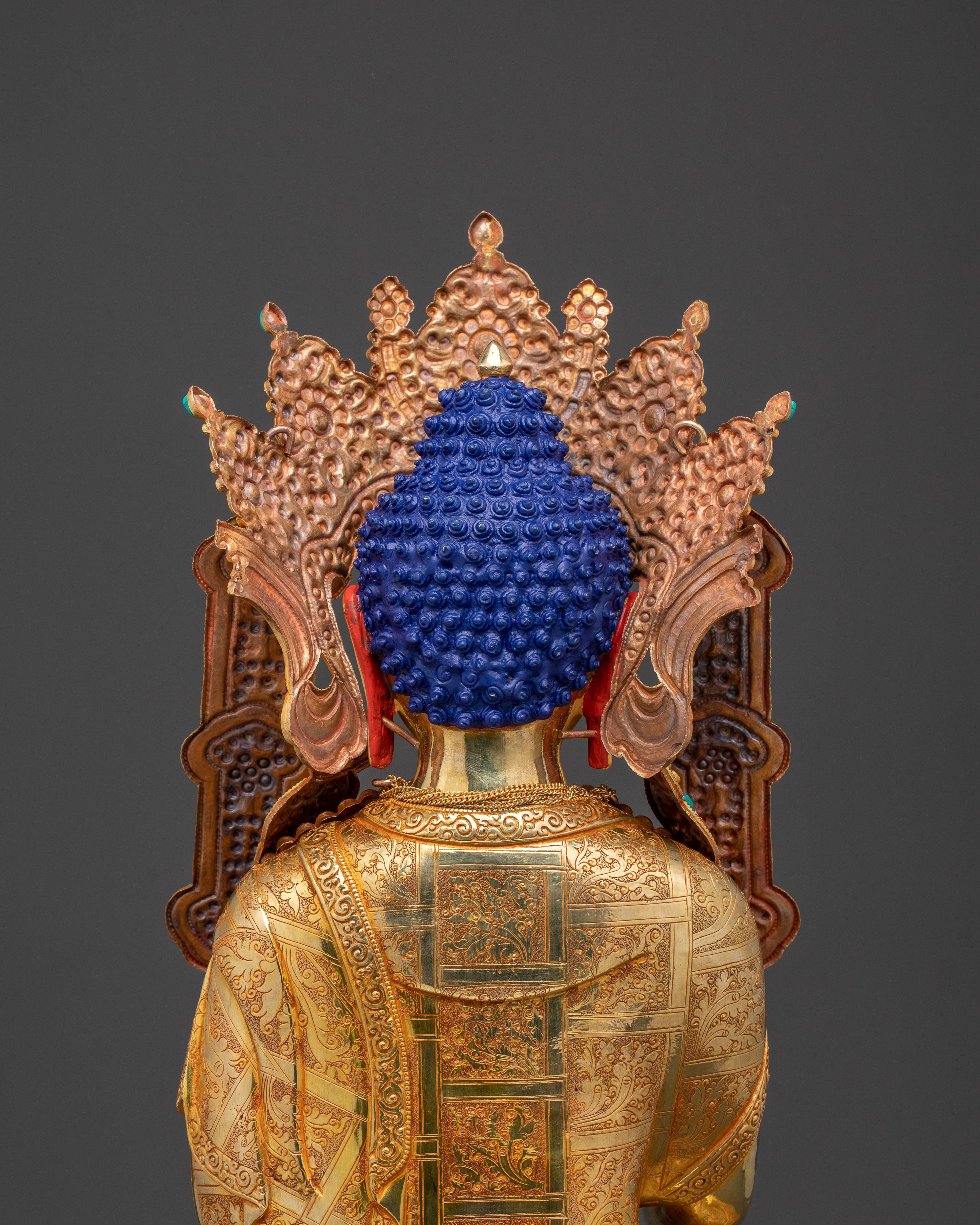 Crown Shakyamuni Buddha Statue - 24K Gold Gilded Art