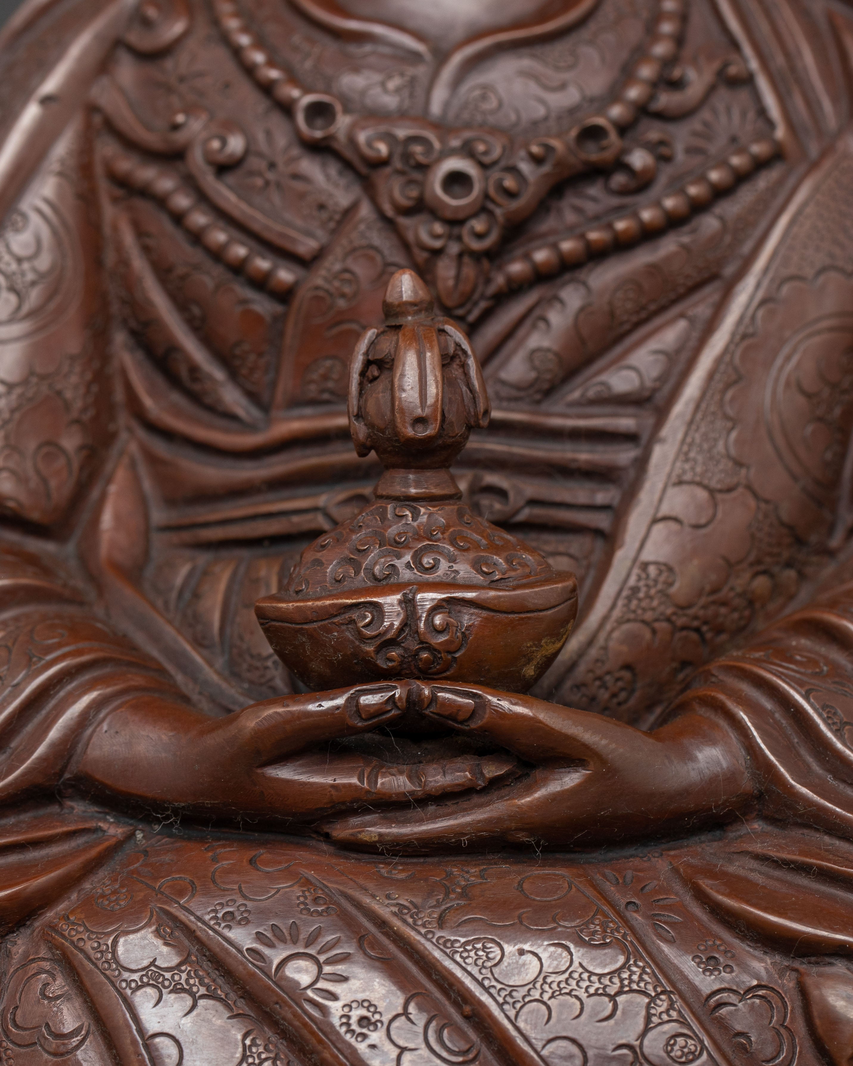 Guru Dewa Chenpo Oxidized Copper Statue for Altars