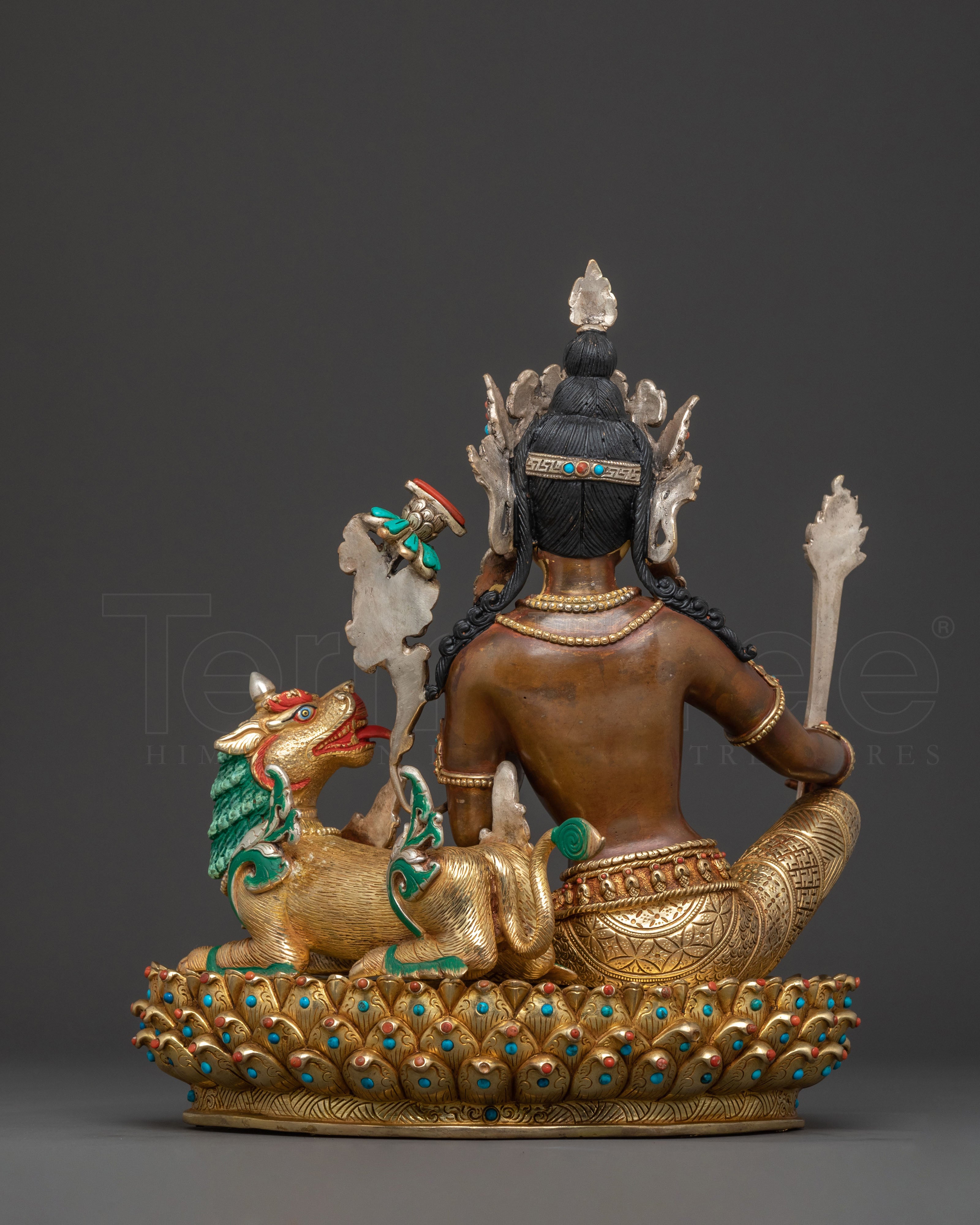 Handcrafted Simhanada Manjushri Sacred Statue