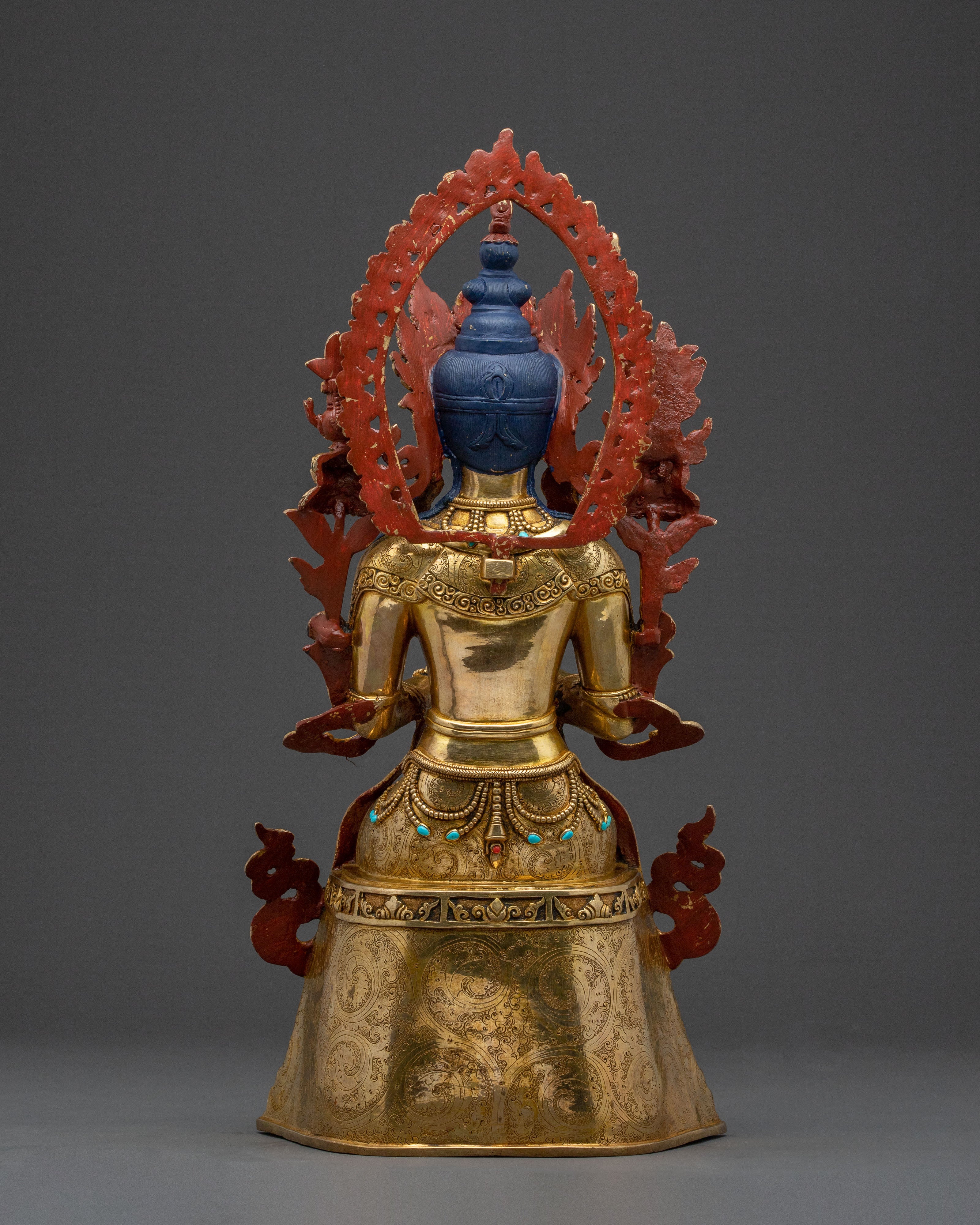 Maitreya Buddha Handcrafted Sacred Statue with 24K Gold Gilding