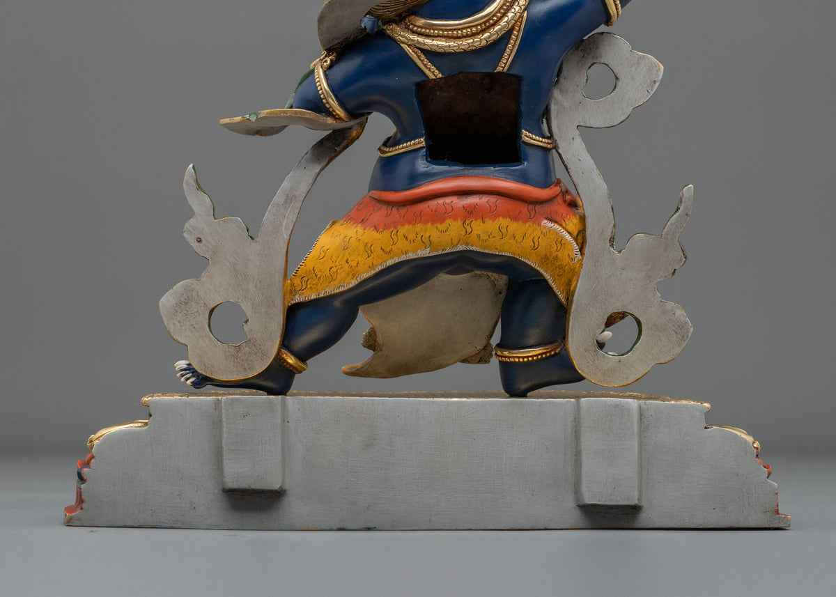 Copper Vajrapani Statue with Gold and Acrylic Painting | Buddhist Guardian