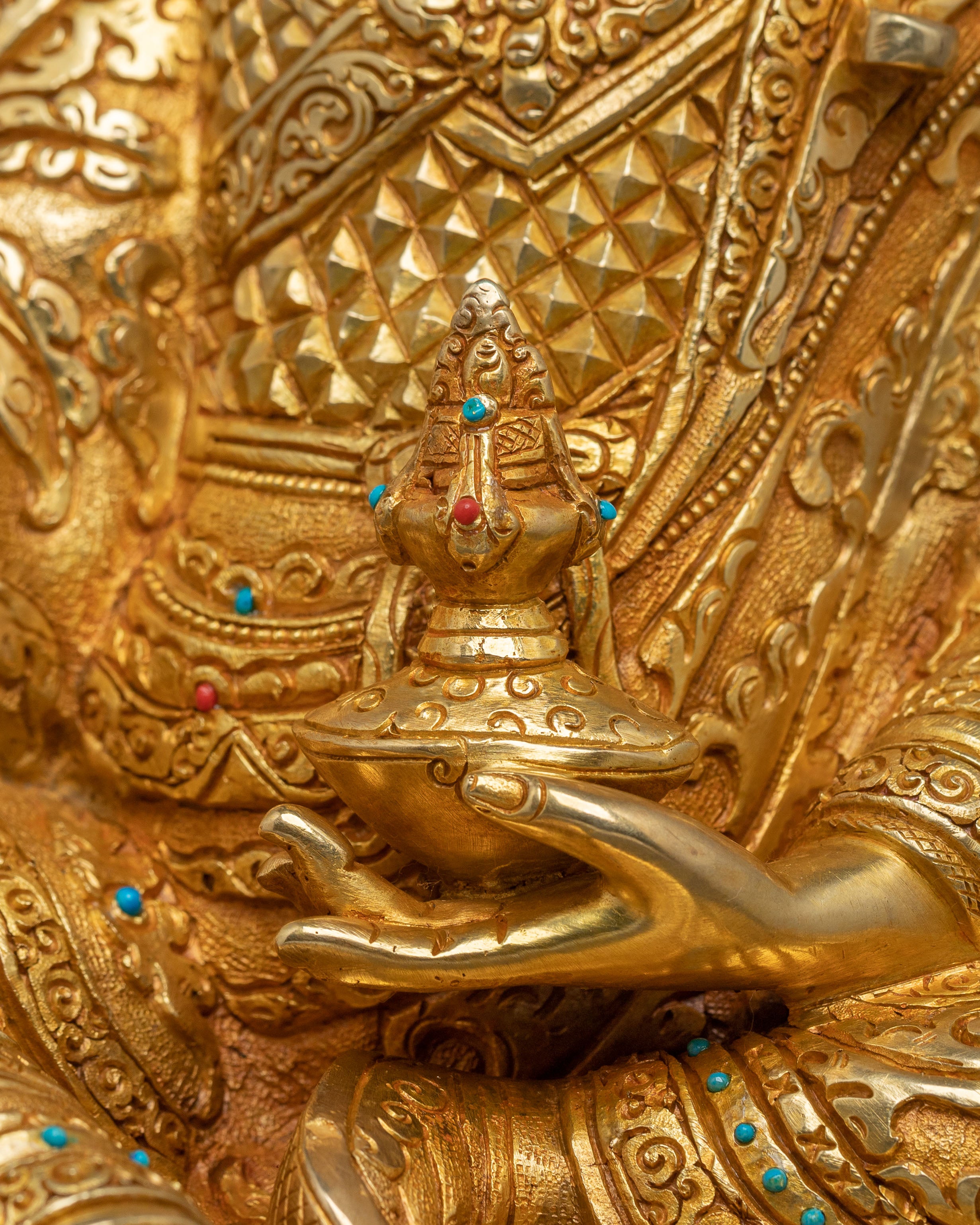 Guru Rinpoche Buddhist Statue | 24K Gold Gilded Icon