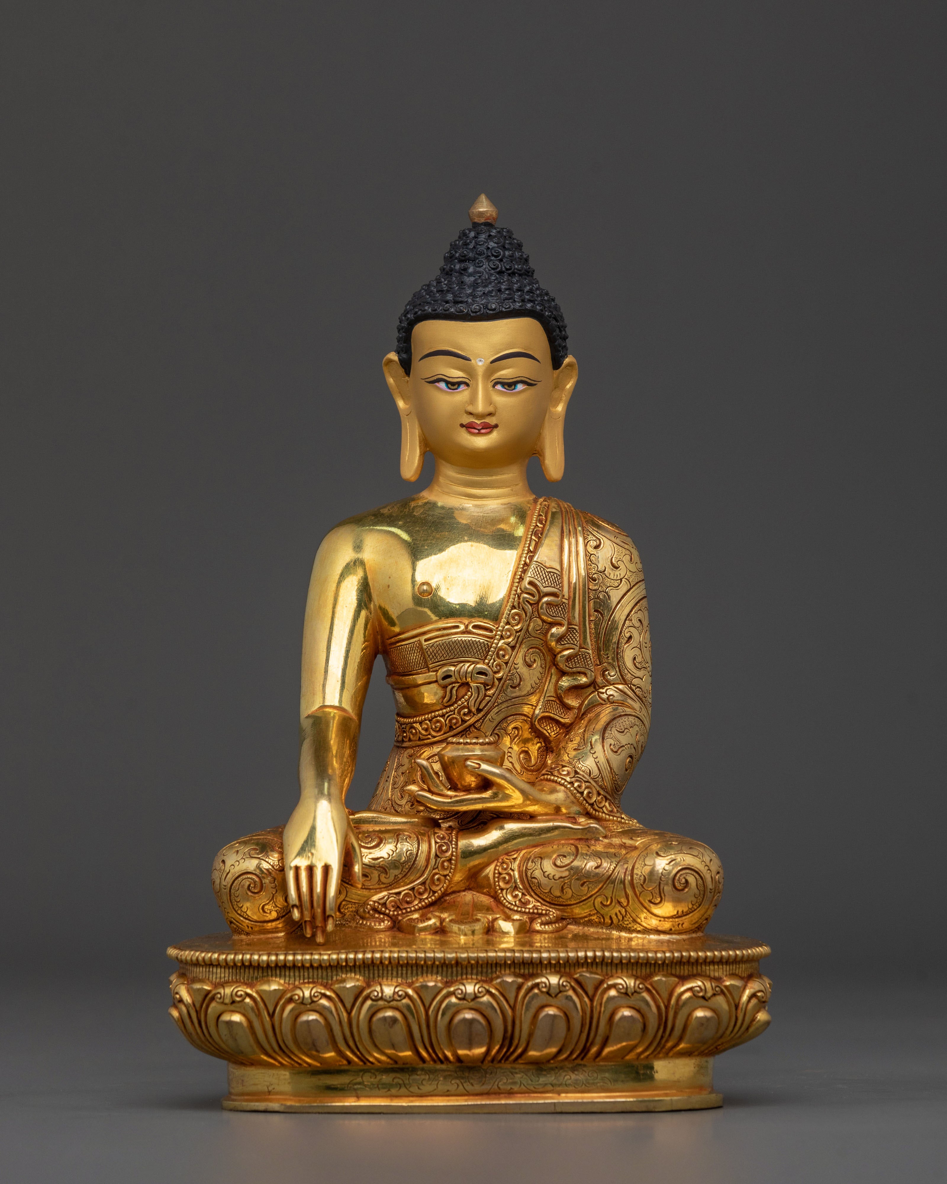 Complete Altar Set of Three Buddhas in Radiant 24K Gold