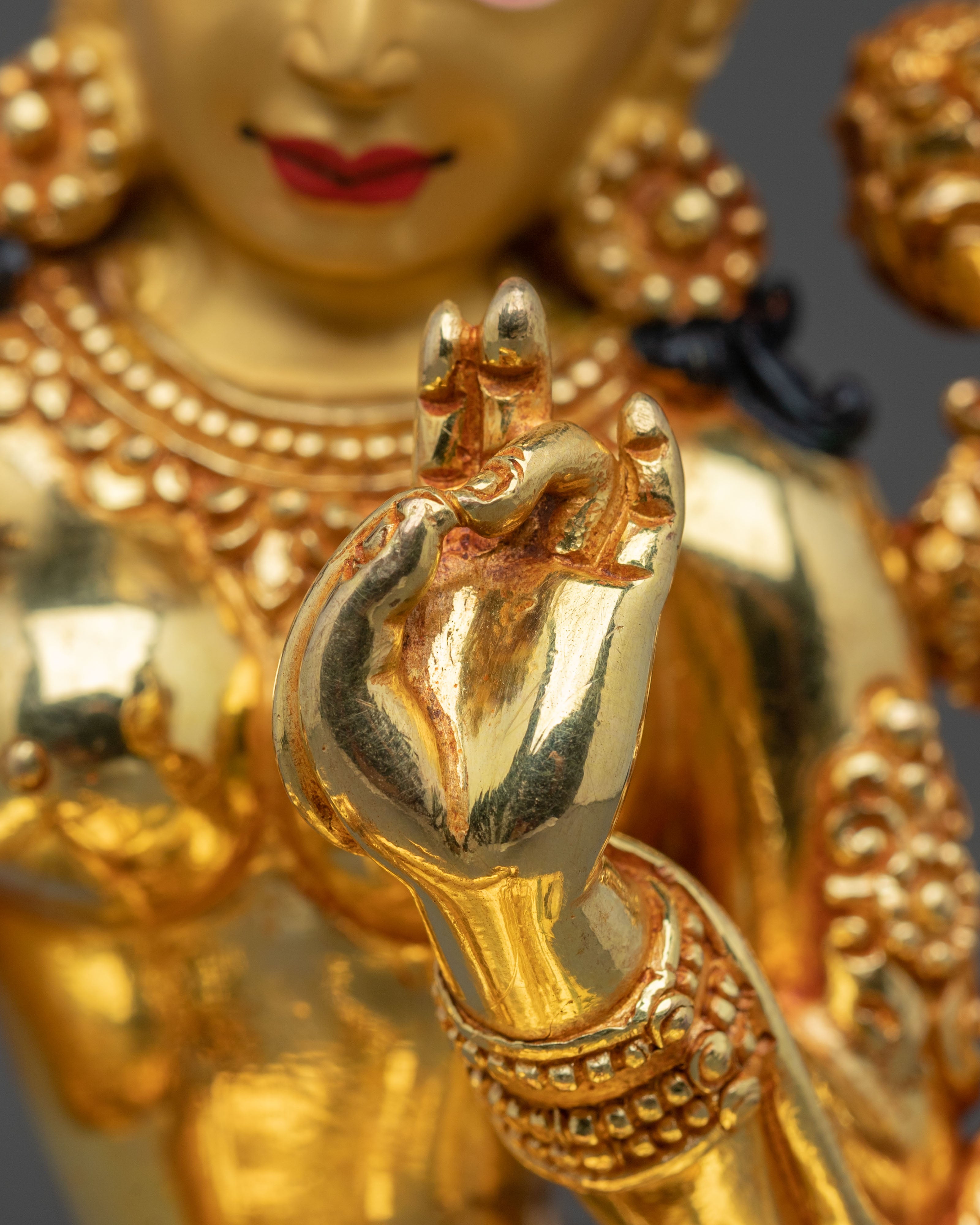 Green Tara Figurine with Acrylic Painting | Home Decor