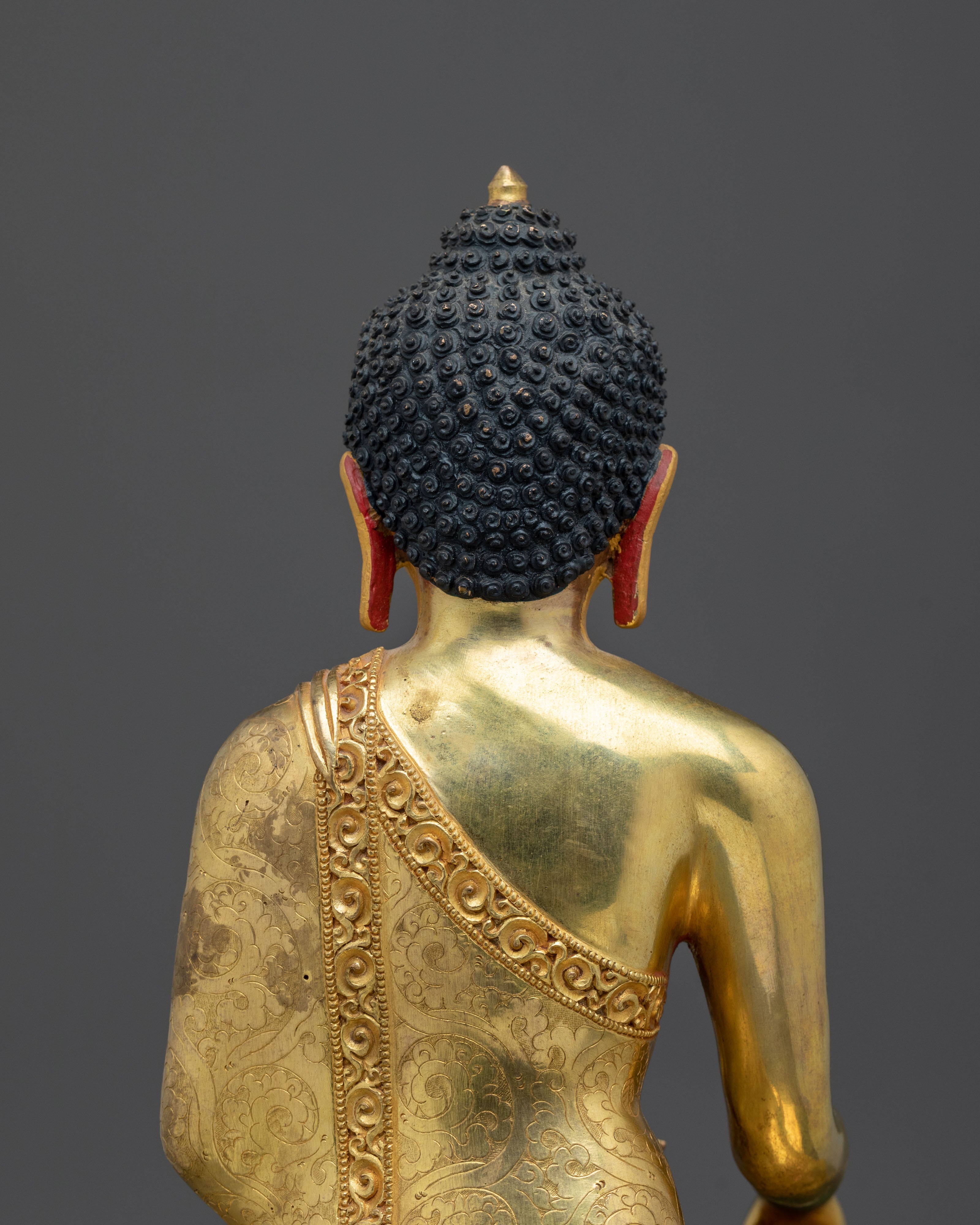Shakyamuni Buddha Figurine Seated on a Throne | Golden Statue