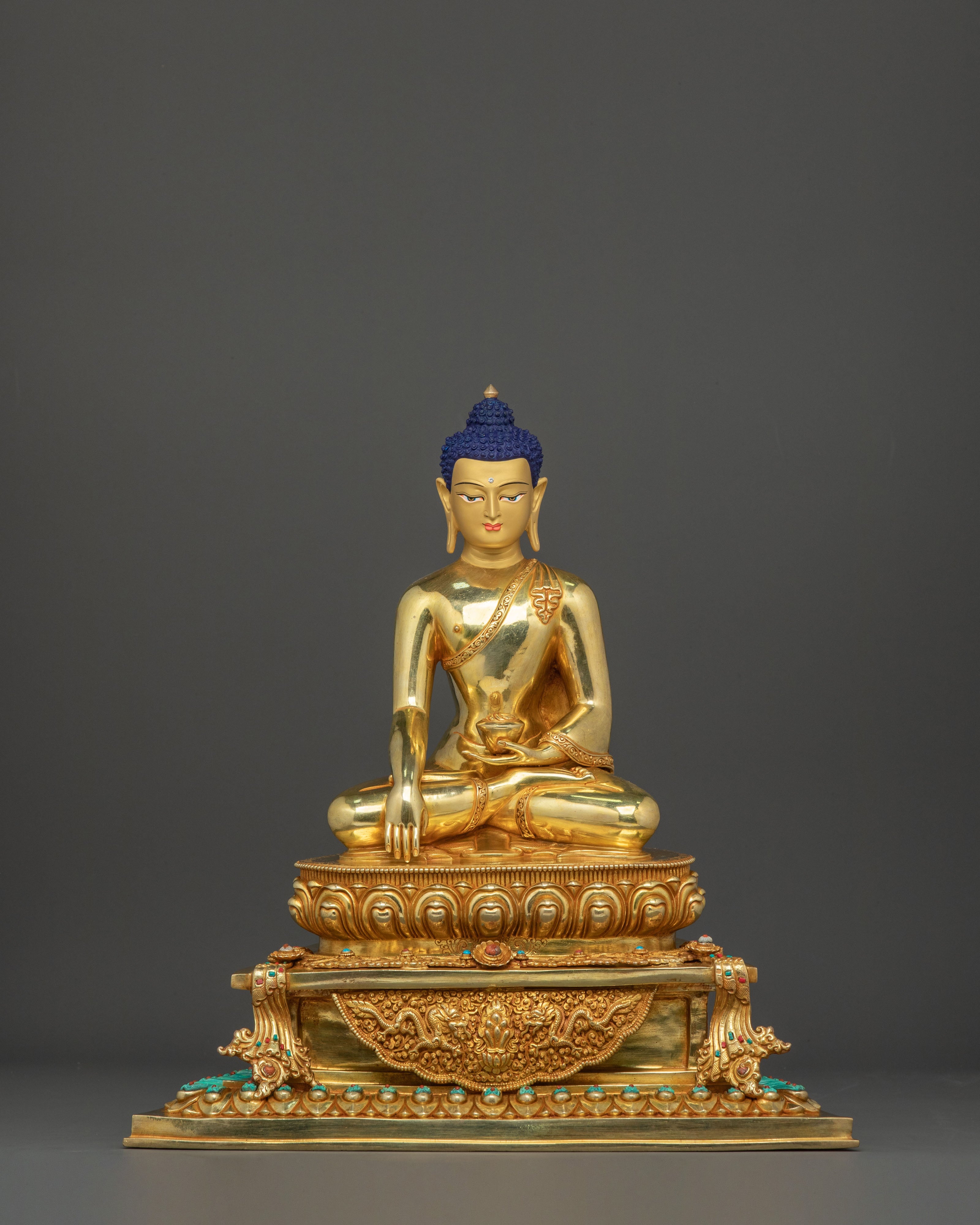 Handcrafted Shakyamuni Buddha Statue with Throne