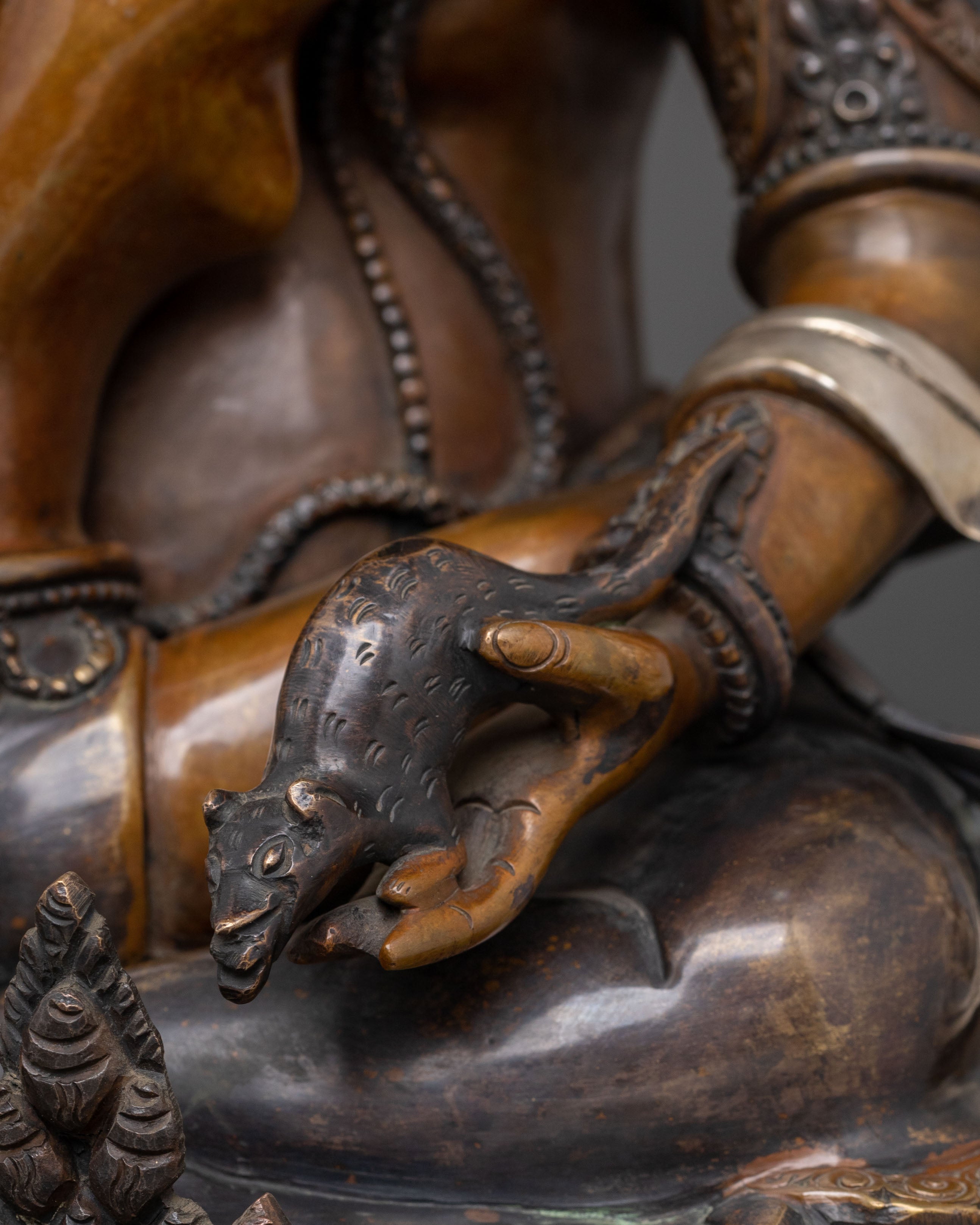 Handcrafted Green Dzambhala Spiritual Statue