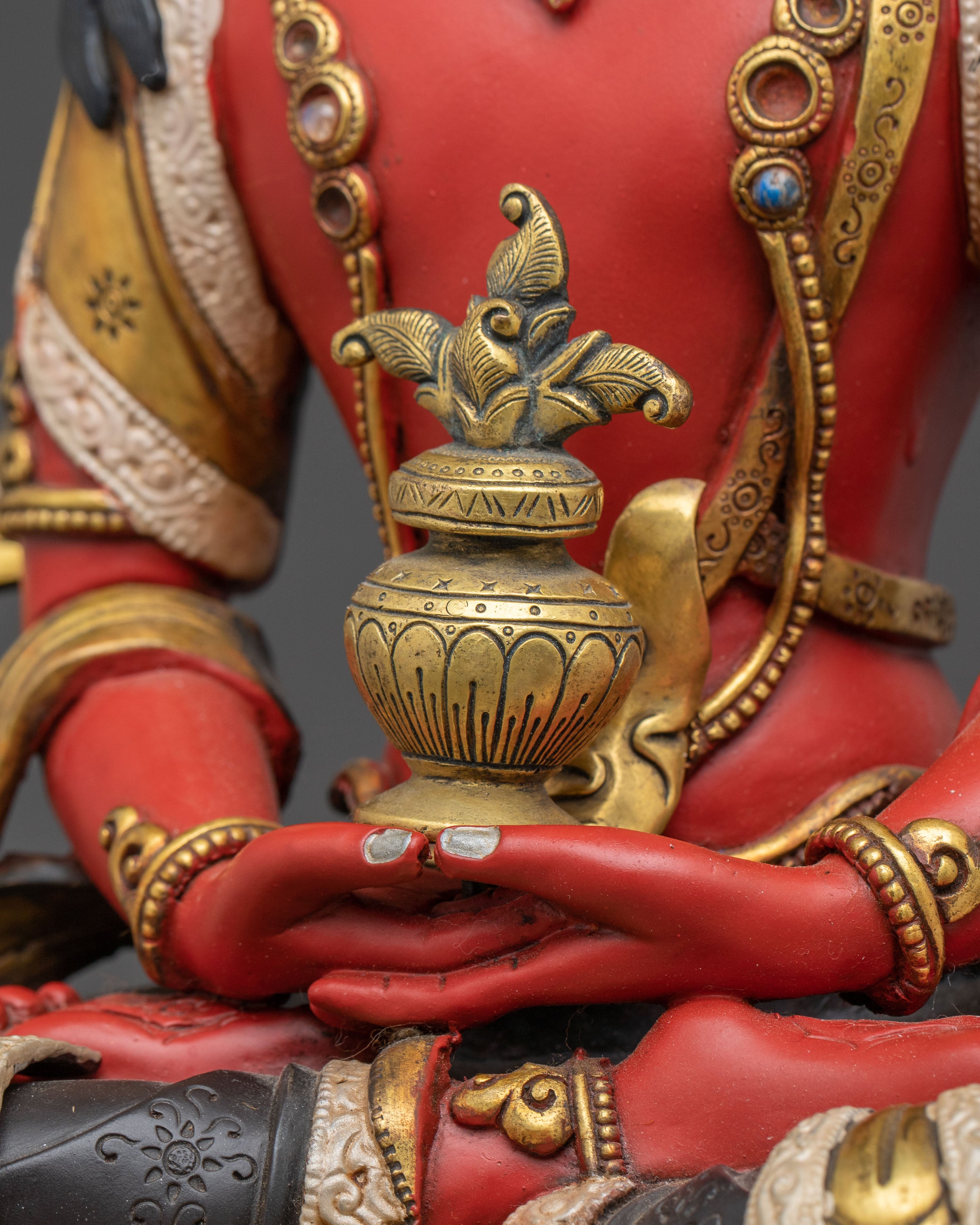 Amitayus Handcrafted Sacred Statue: Serene Copper Artistry