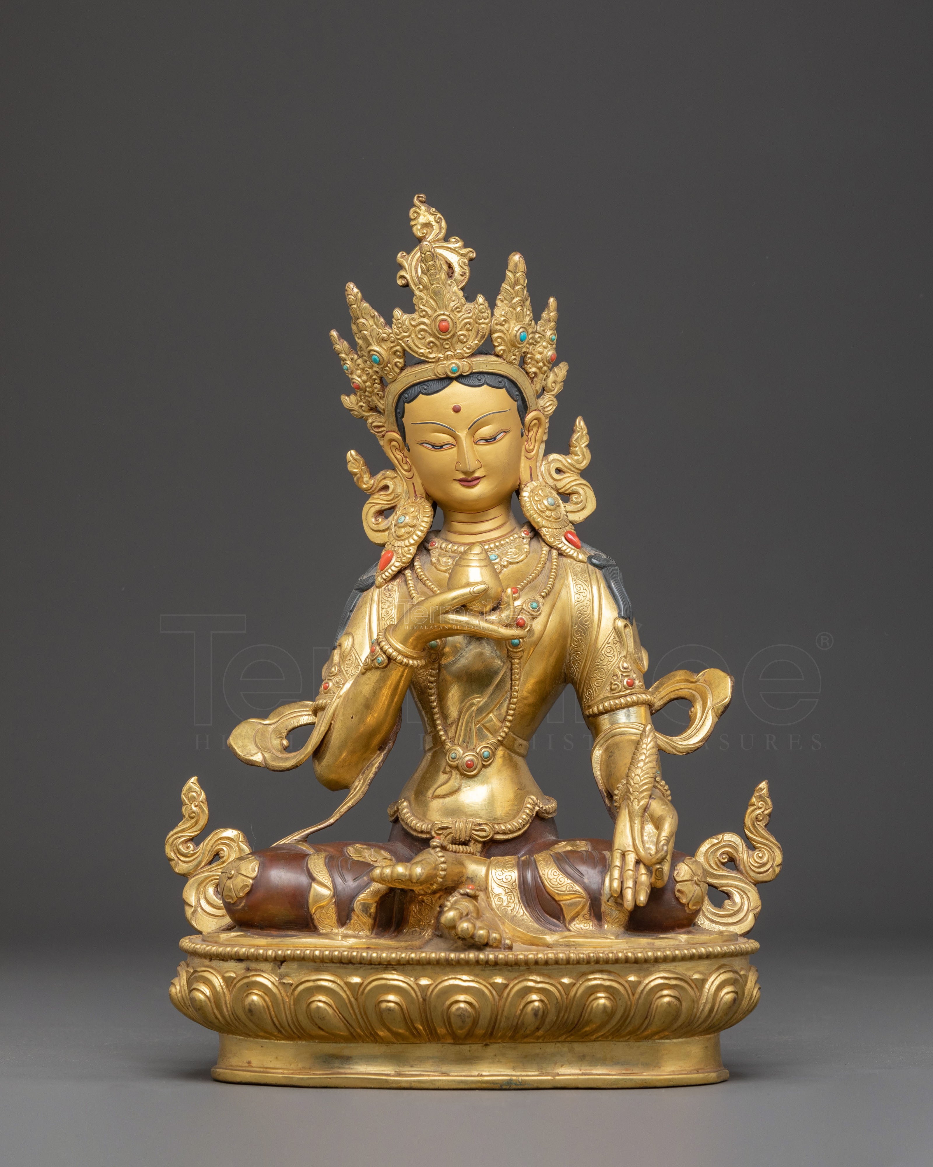 Himalayan Copper Statue of Bodhisattva Ksitigarbha
