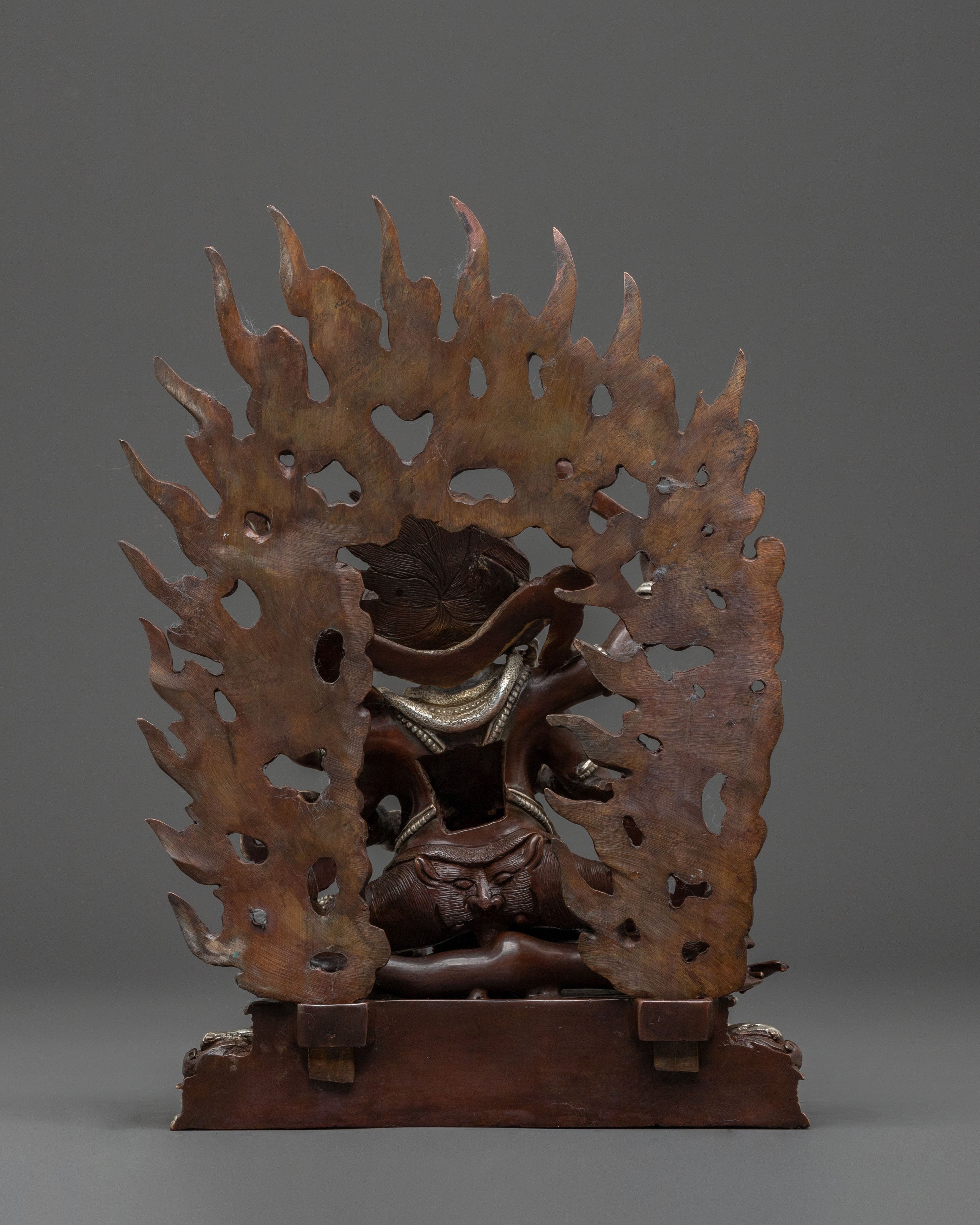 Four Armed Mahakala Statue of Protection | Oxidized Copper