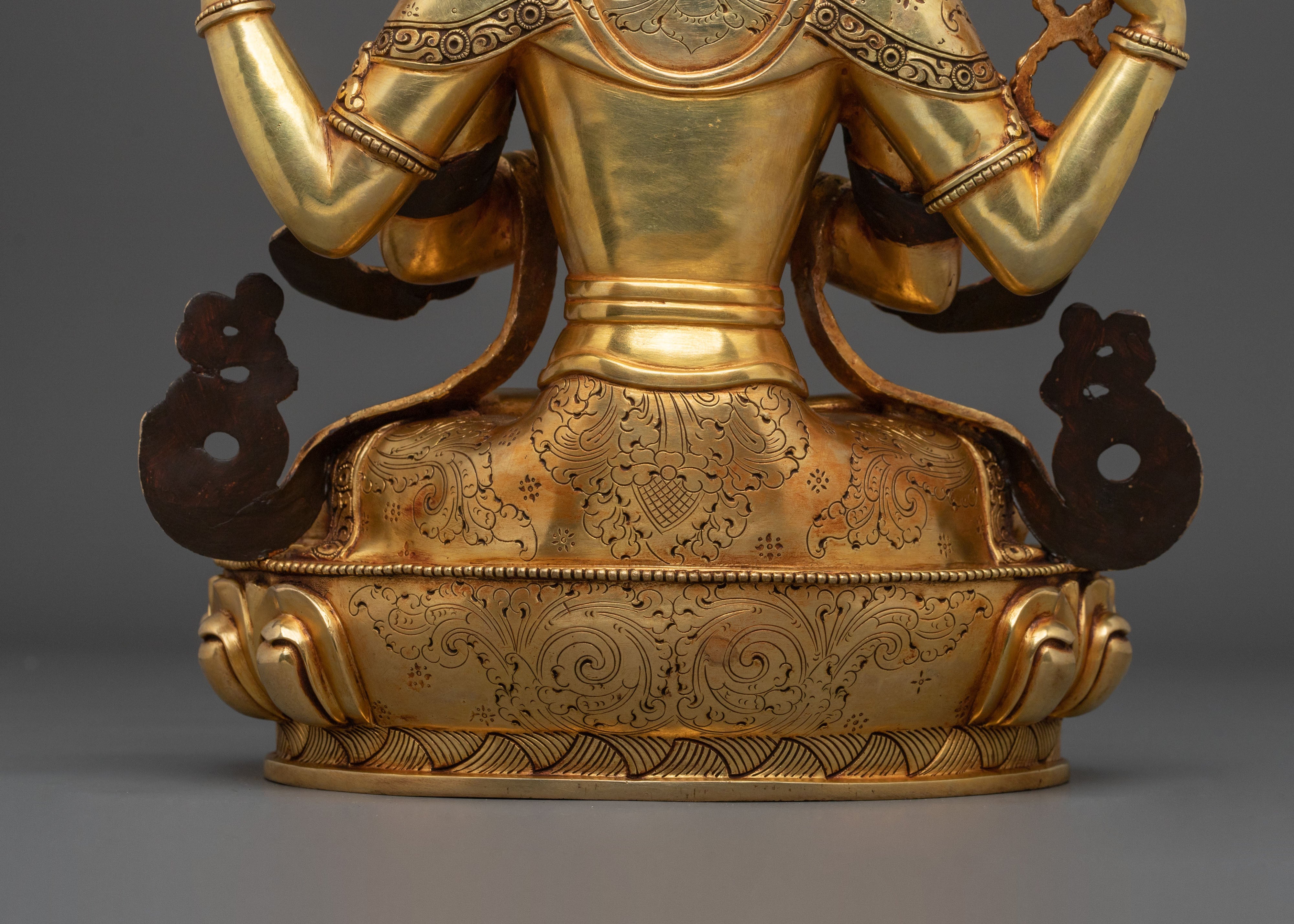 Chenrezig Sculpture | 24K Gold Gilded Compassionate Figurine