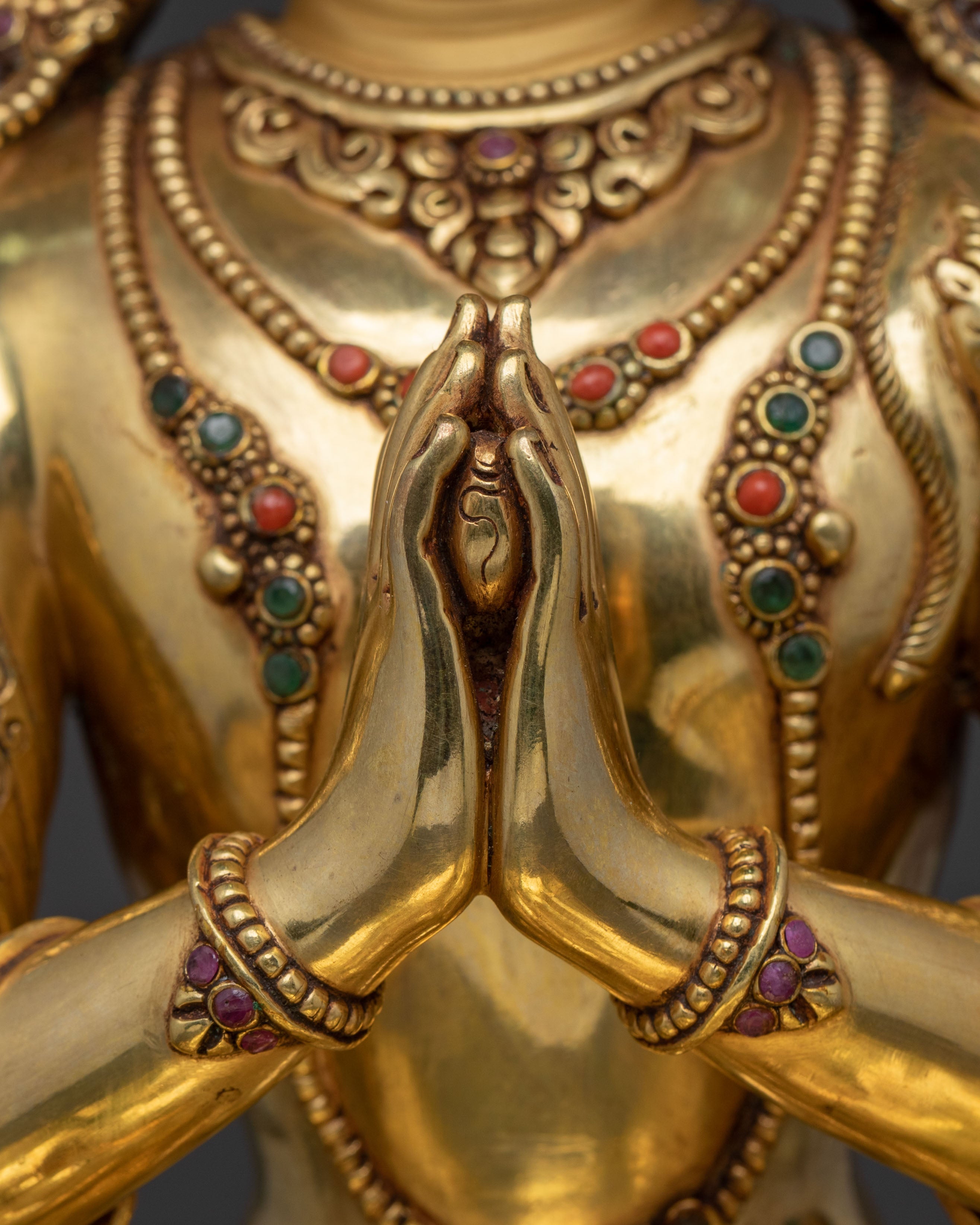 Chenrezig Compassion Statue: 24K Gold Gilded Figure
