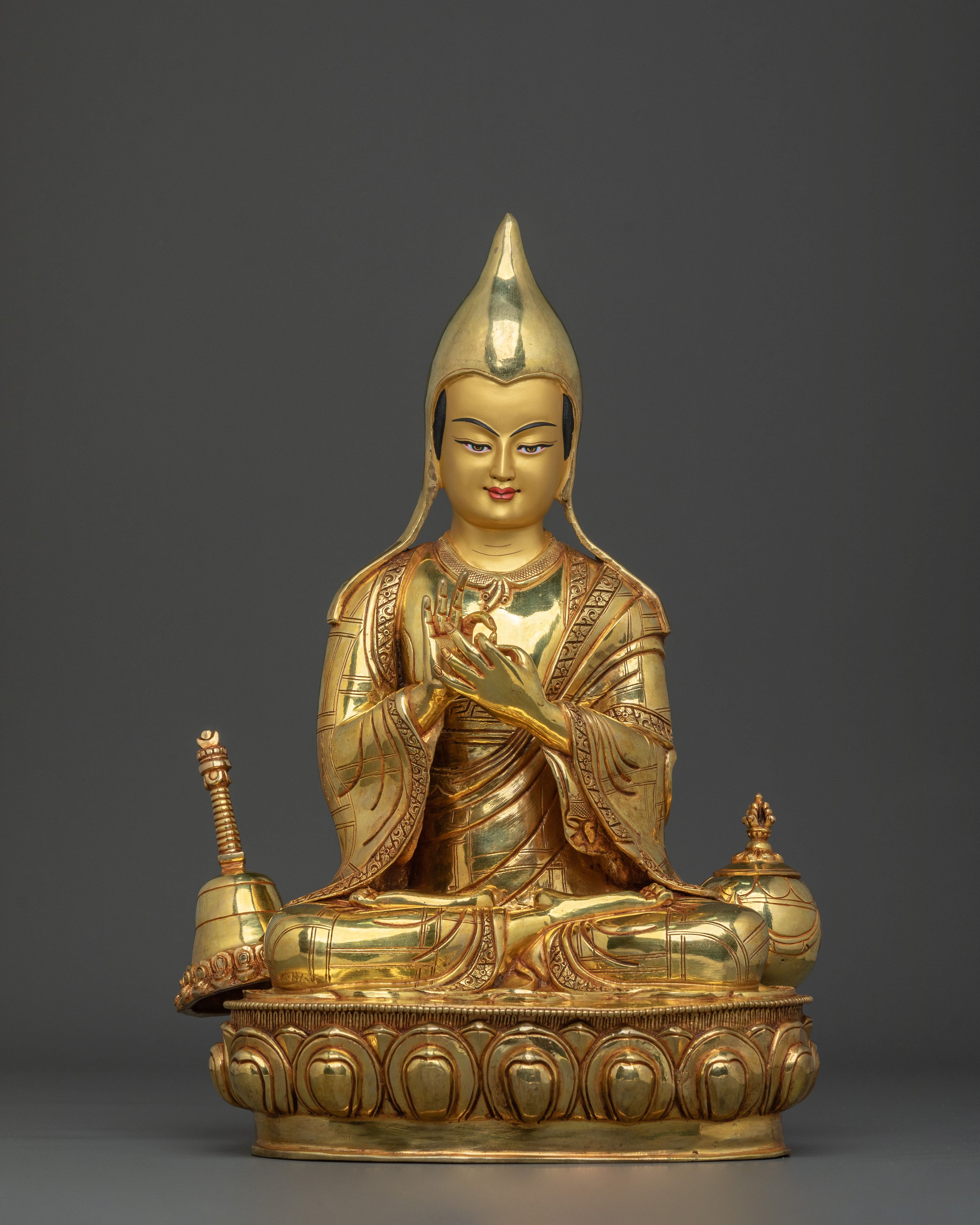 Atisa Sculpture | 24K Gold Gilded Buddhist Master