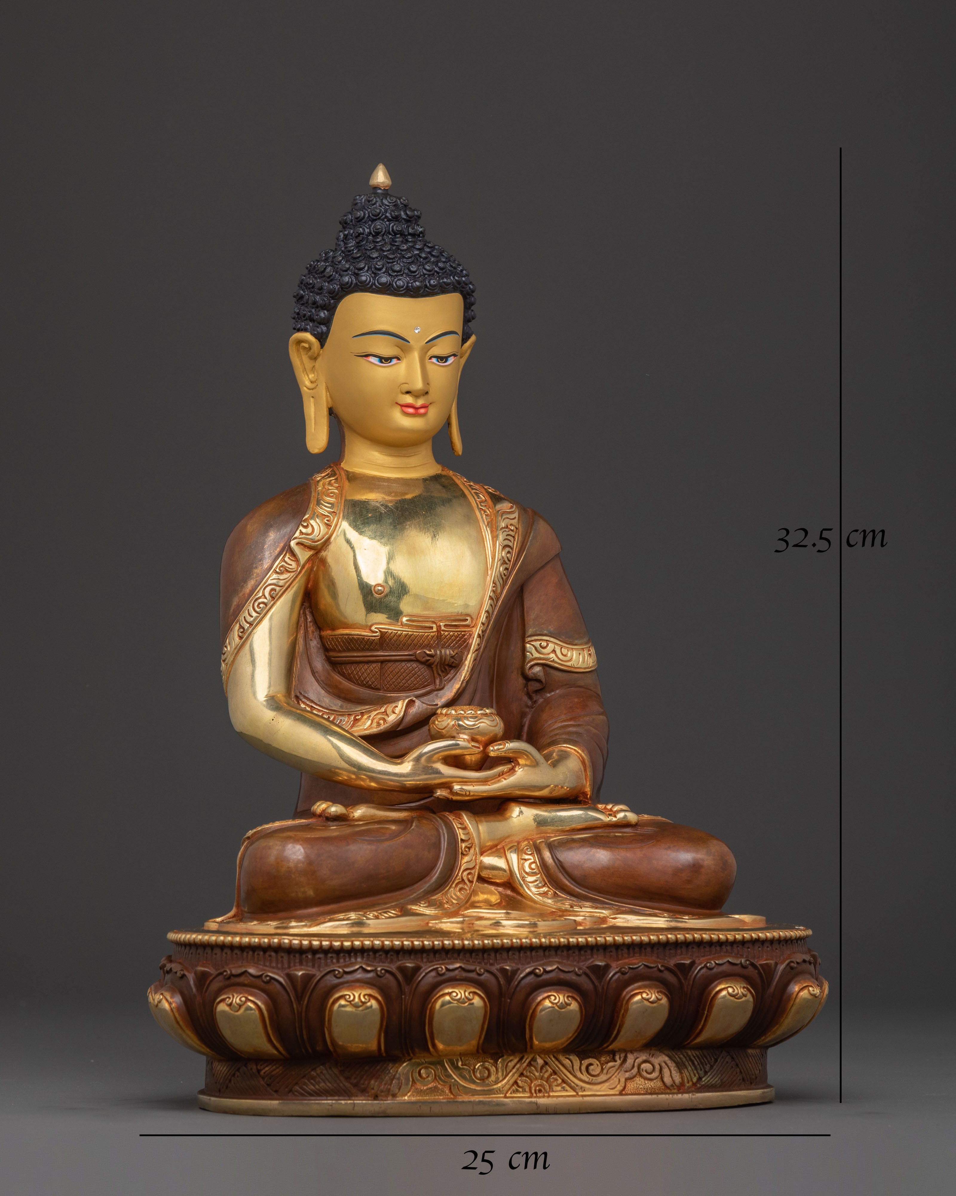 Amitabha Buddha Traditional Sacred Statue: Gilded Copper Art
