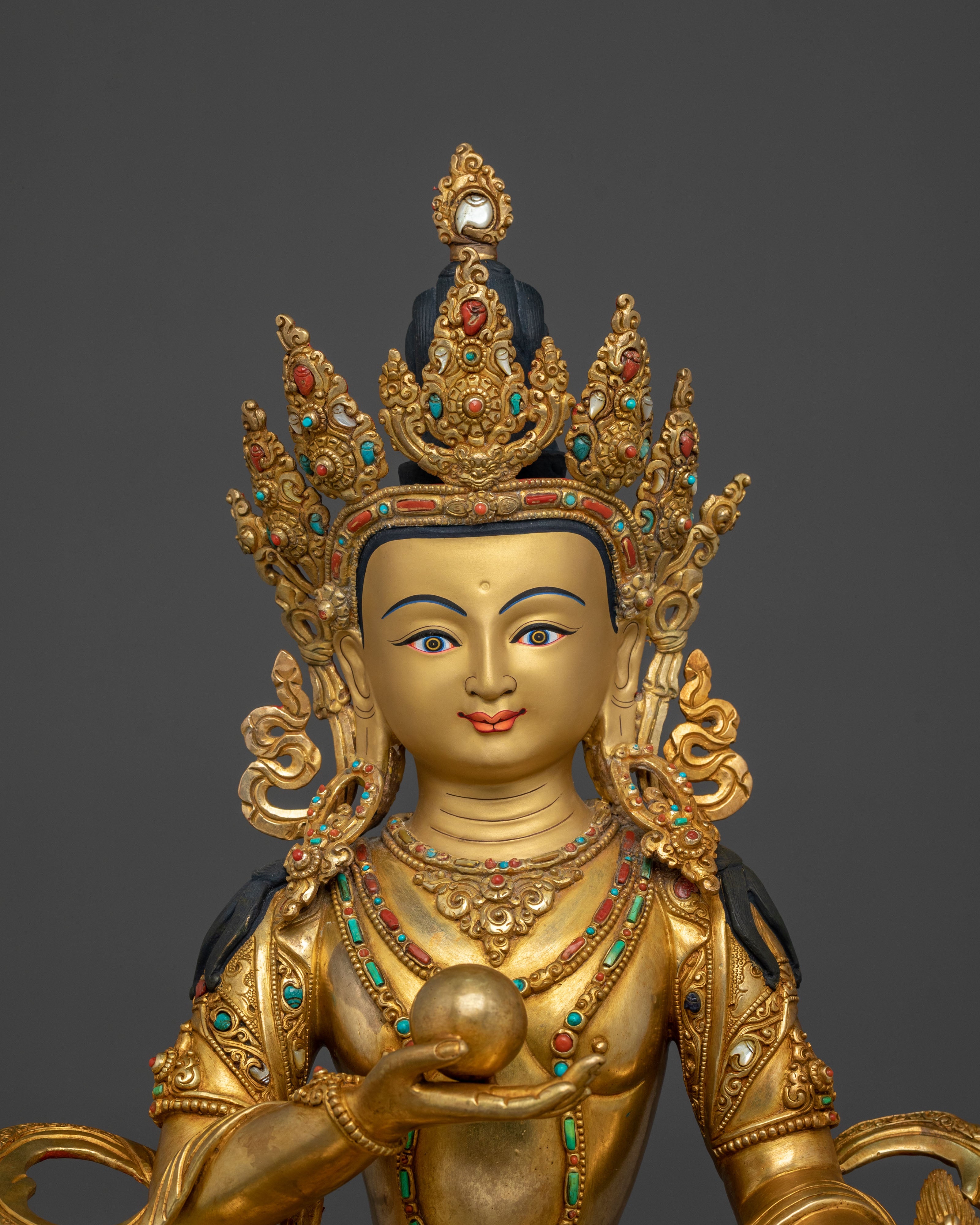 Kshitigarbha Gold Gilded Statue | Traditional Vajrayana Statue