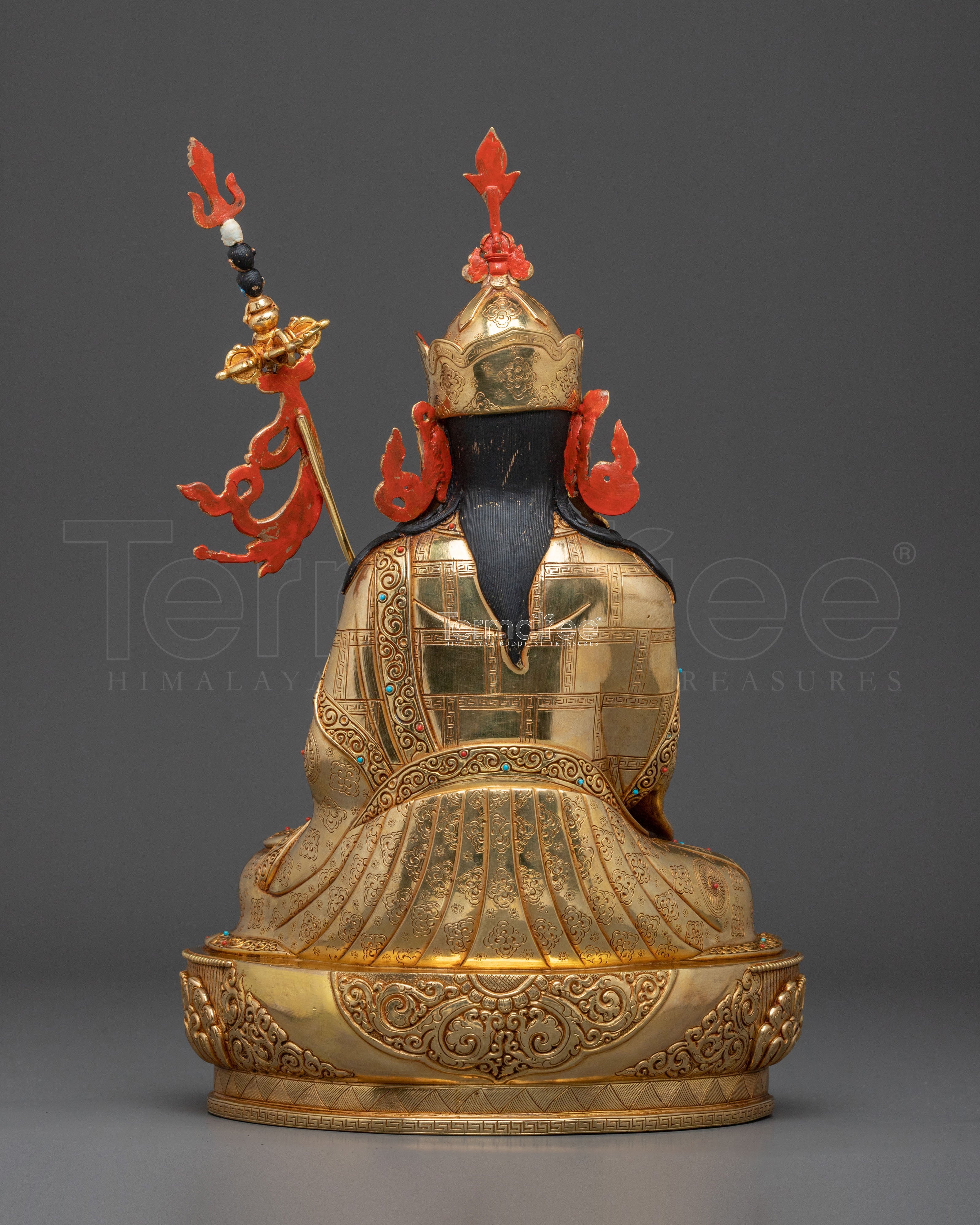 Tibetan Buddhist Figurine of Guru Tsokye Dorje | 24K Gold Gilded Sacred Sculpture