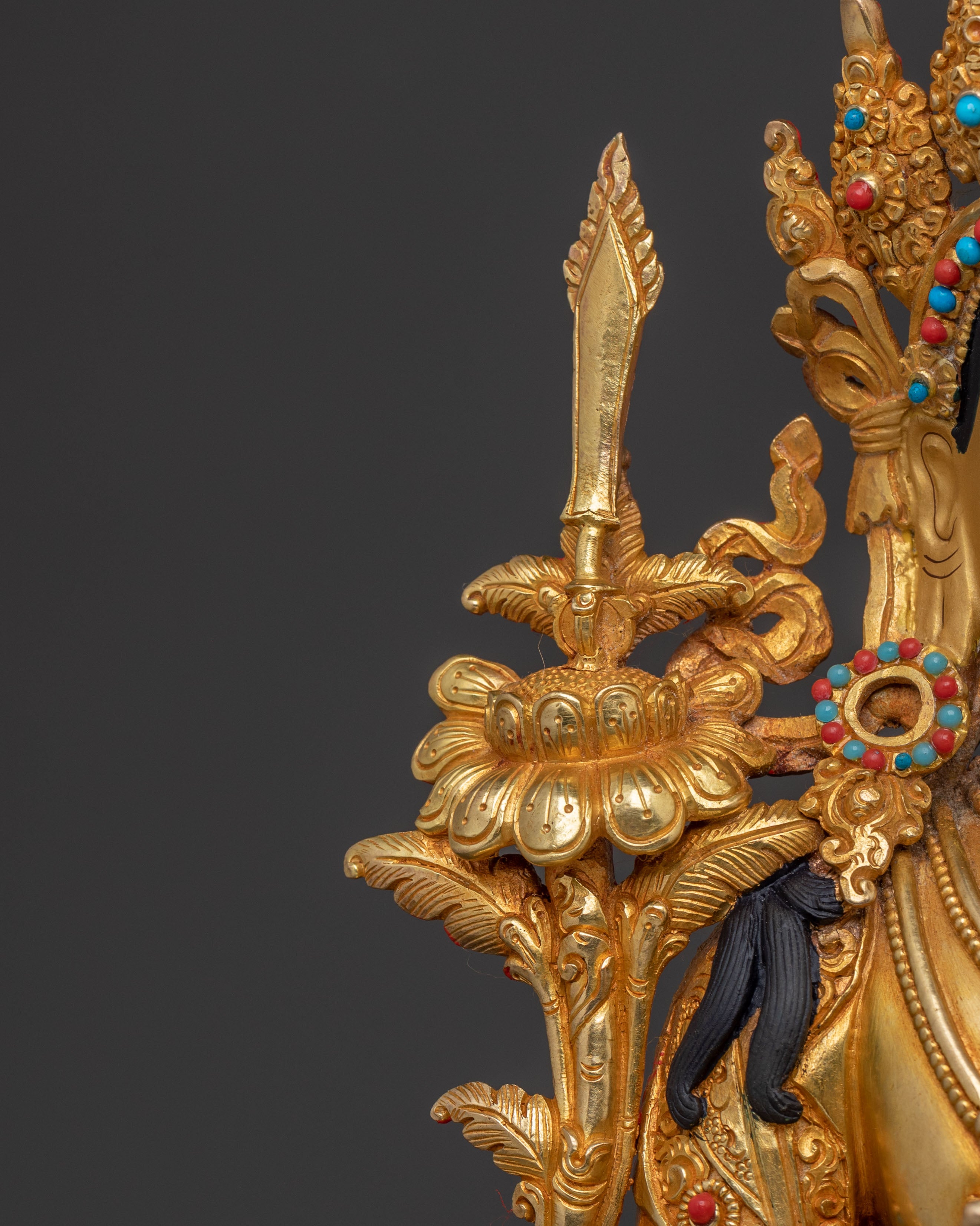 Bodhisattva Tikshna Manjushri Statue: Golden Handcrafted Sculpture