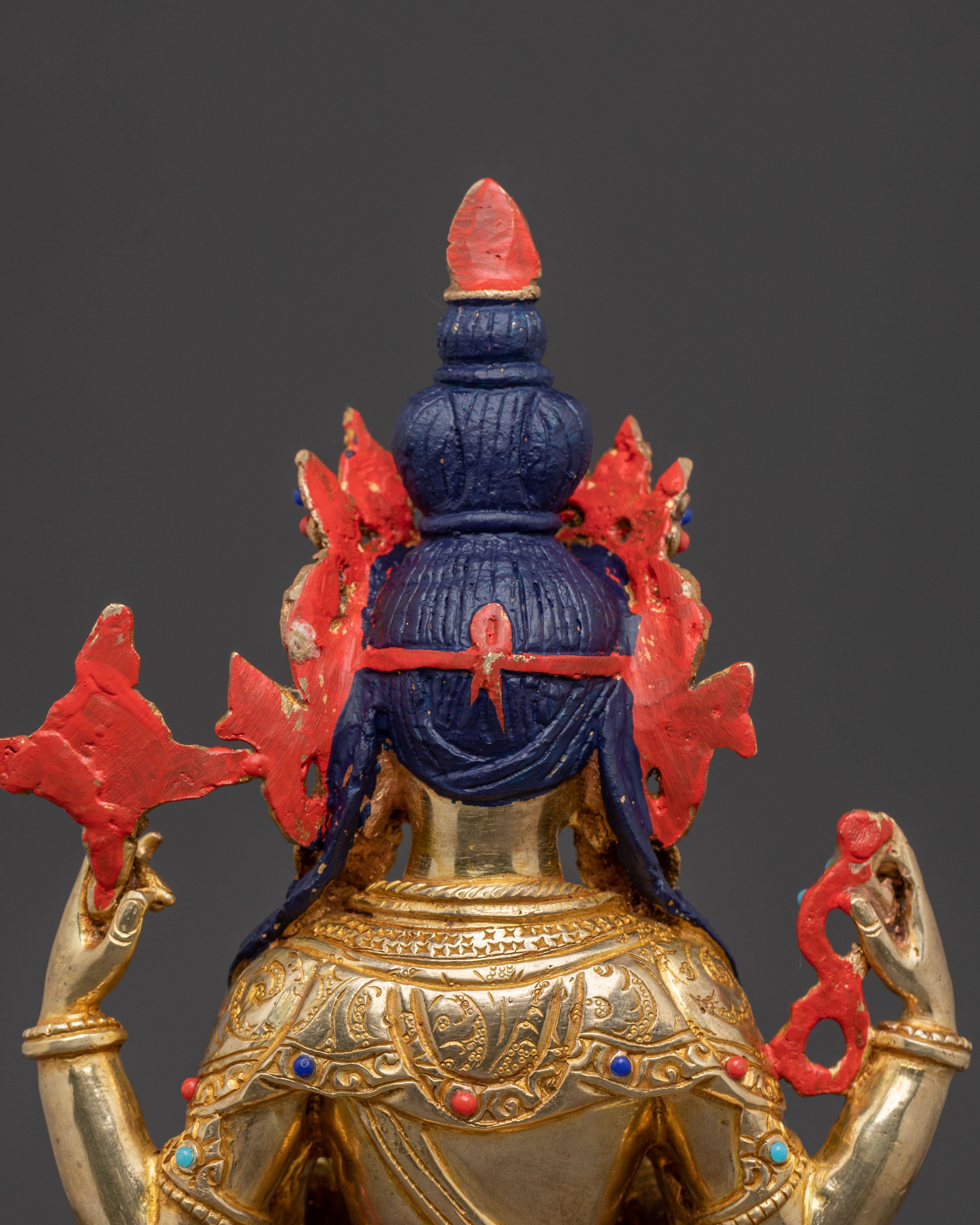 Chenrezig Bodhisattva Sacred Statue – 24K Gold Gilded Art