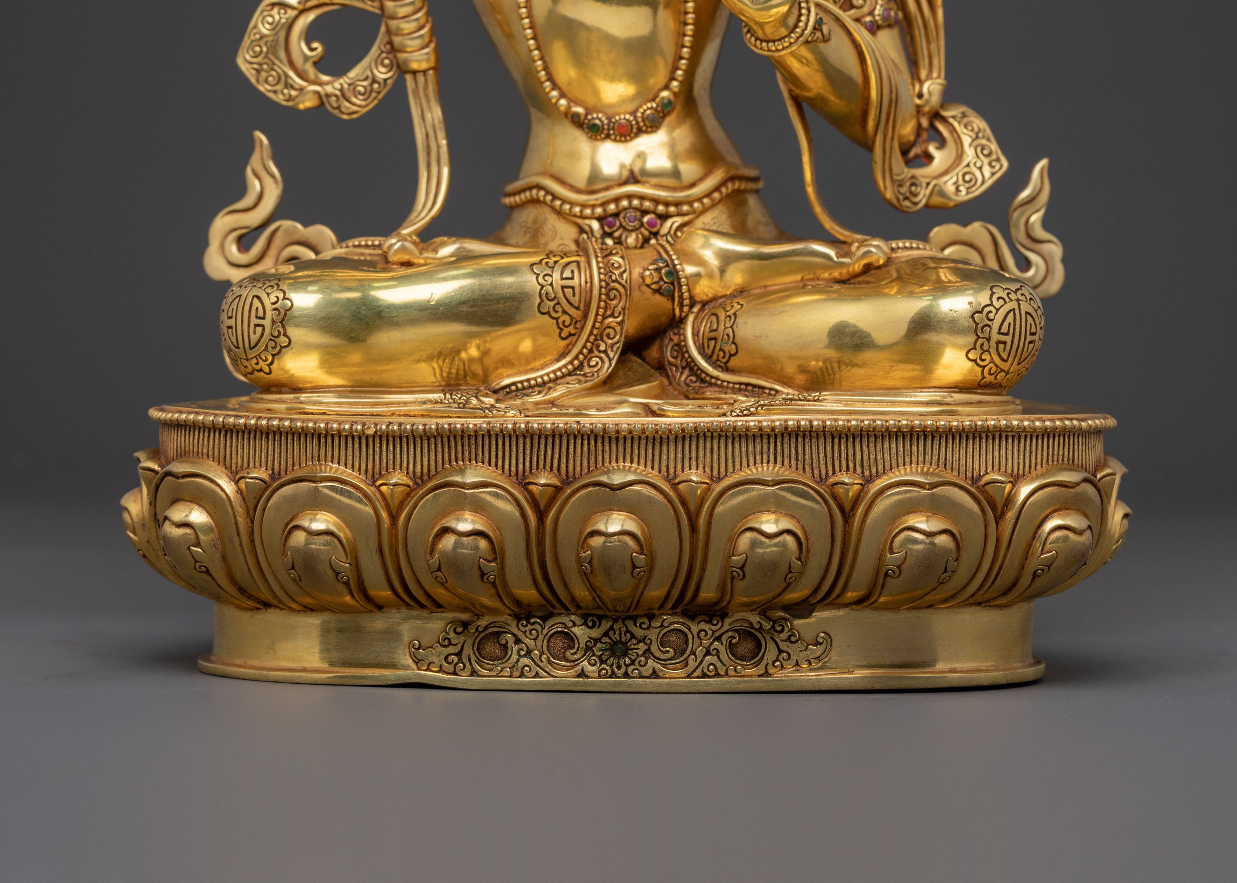 Manjushri Divine Statue | 24K Gold Gilded Figure