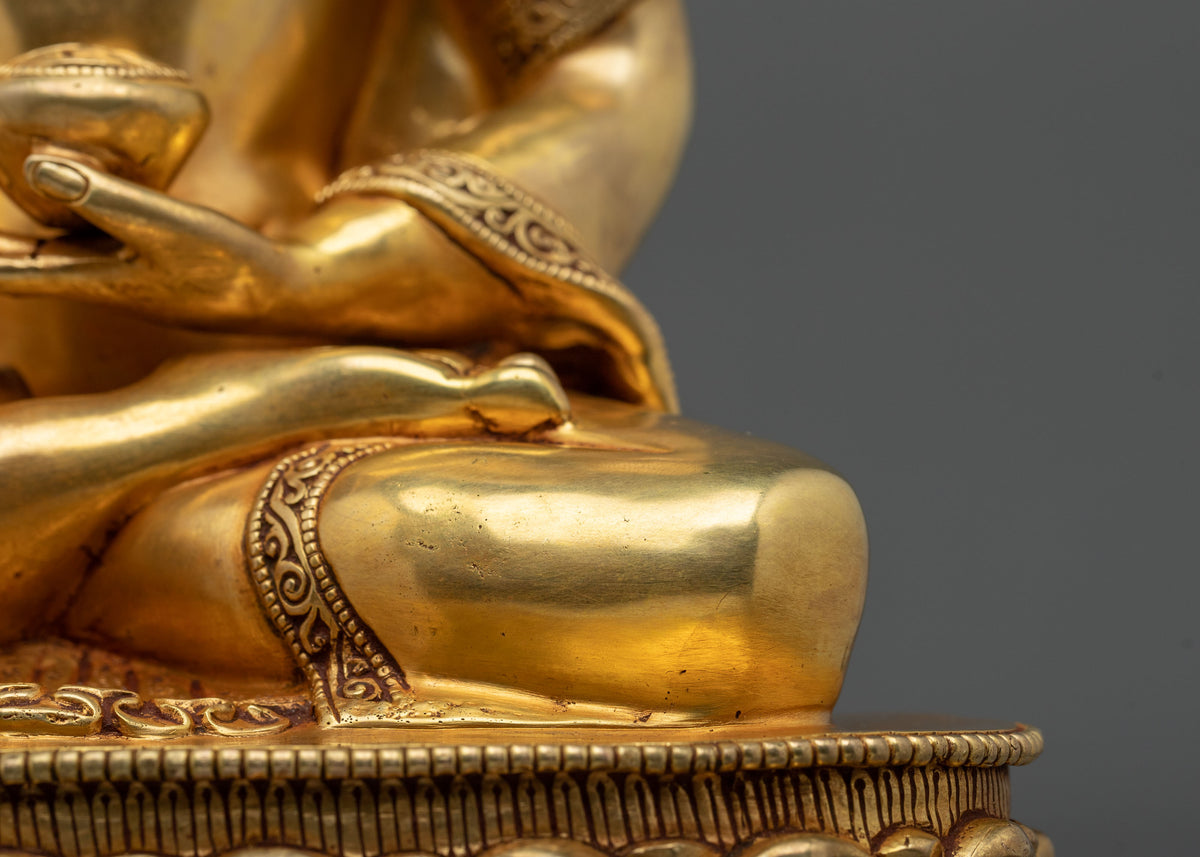 Shakyamuni Buddha Copper Statue | 24k Gold Gilded Figurine