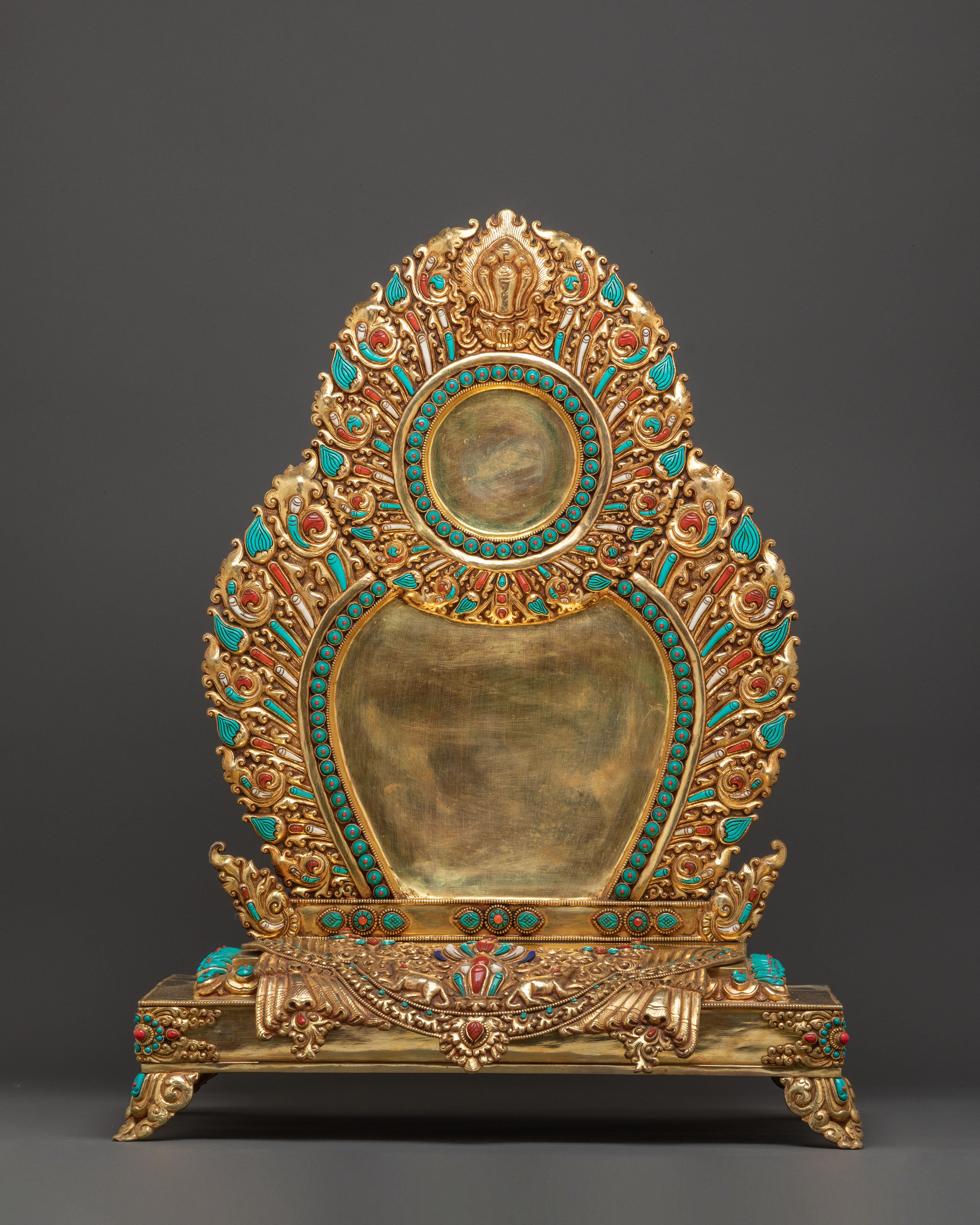 Majestic Dzambhala on Throne Handmade Statue – 24K Gold Gilded