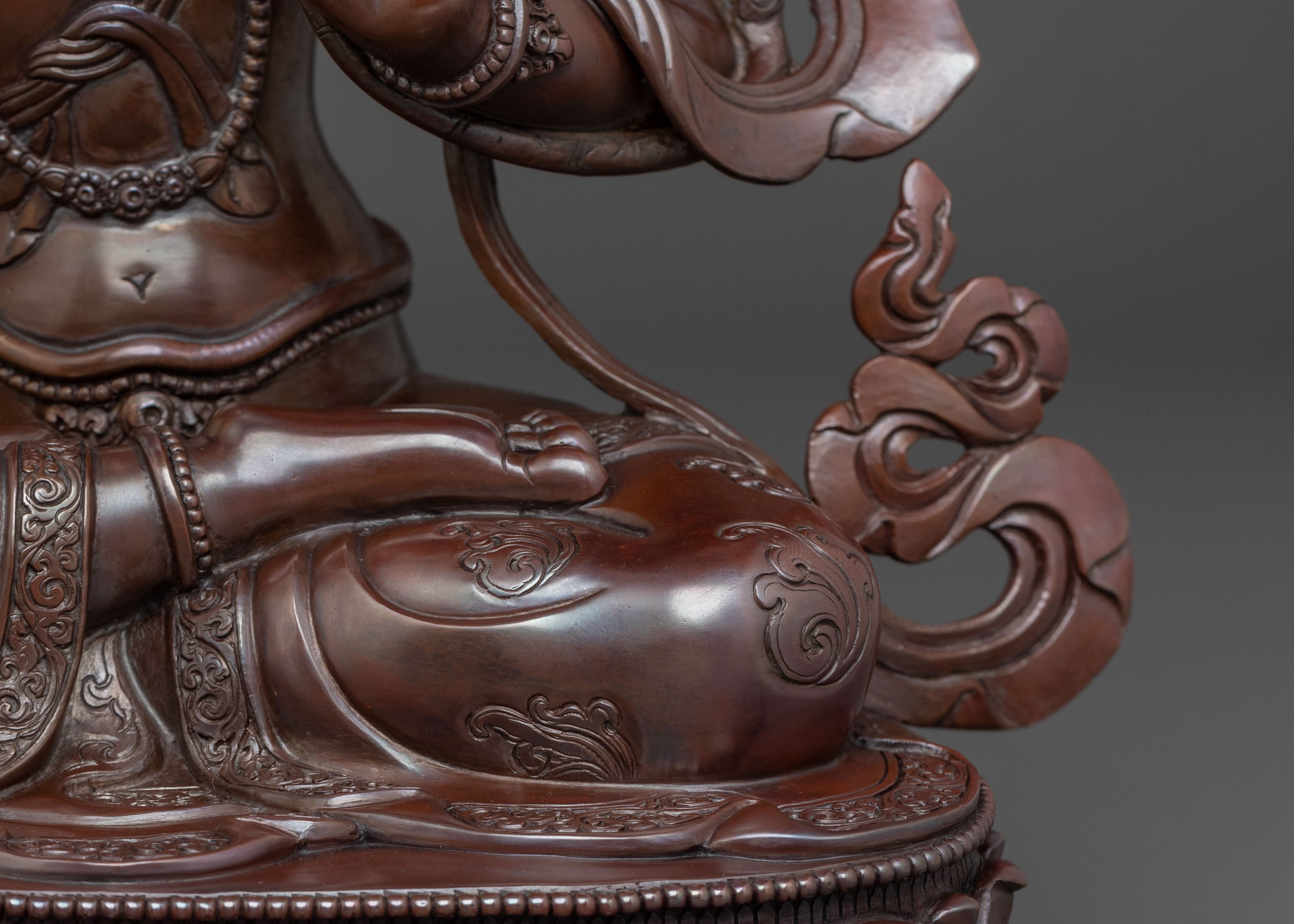 Oxidized Copper Manjushri Buddhist Statue