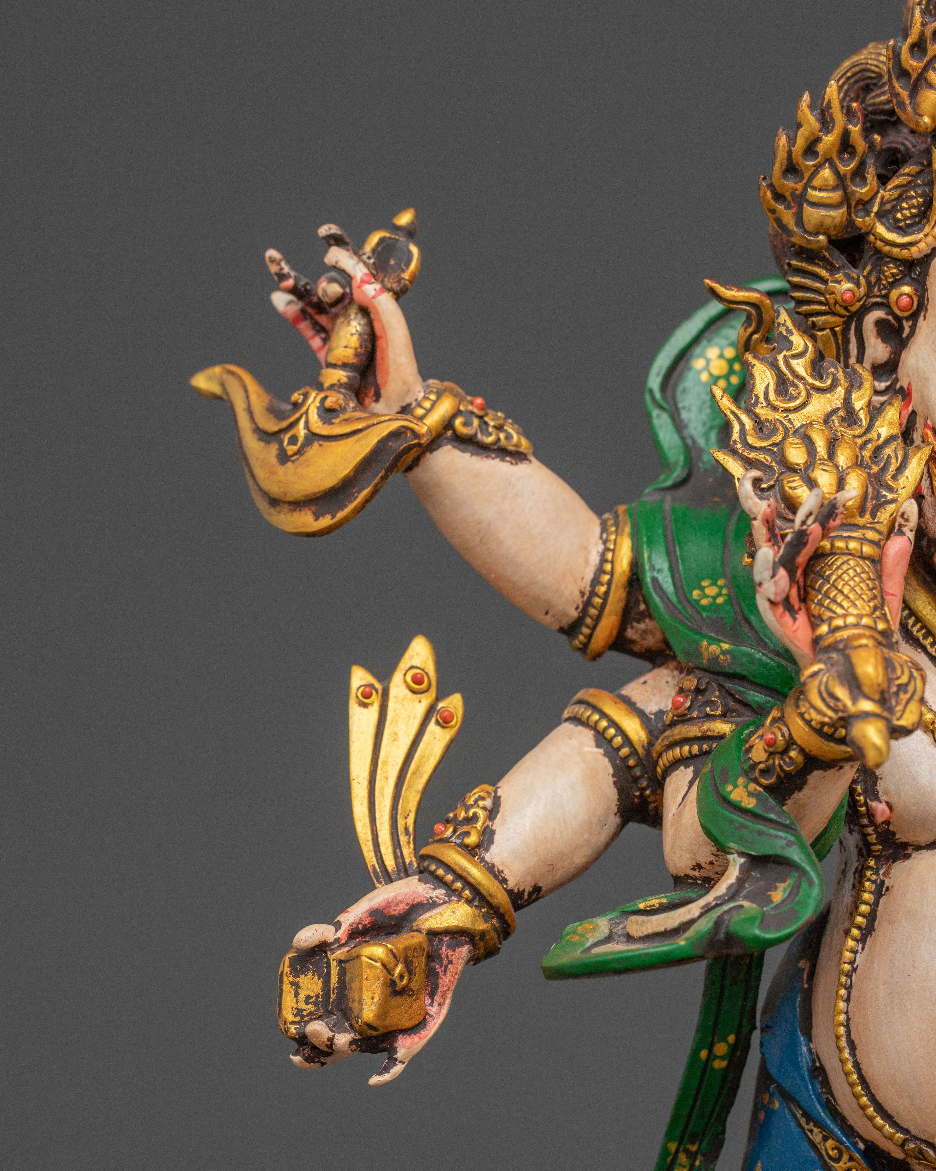 White Mahakala Buddhist Guardian | Handcrafted Statue