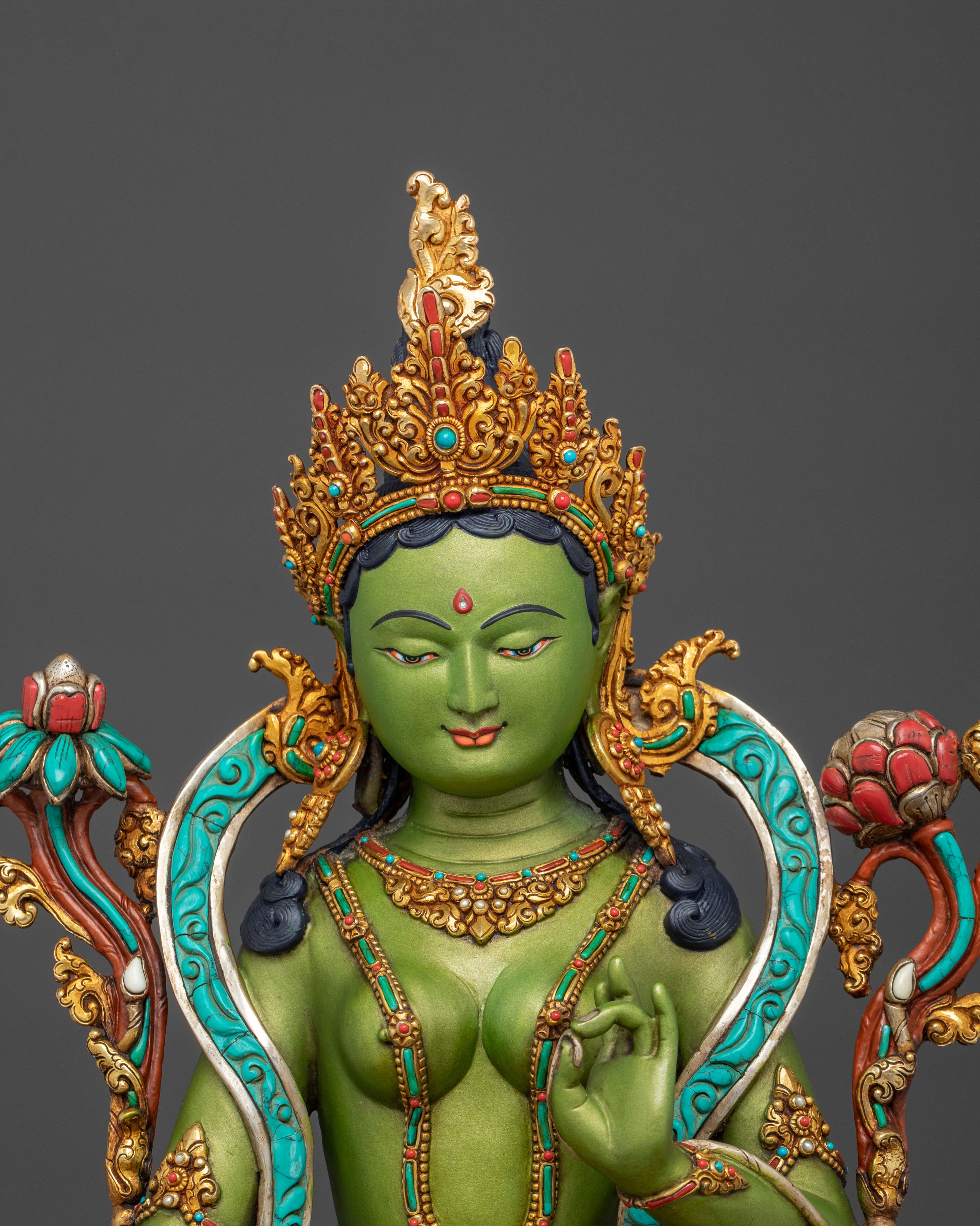 Green Tara Compassion Figure | 24K Gold Gilded Statue