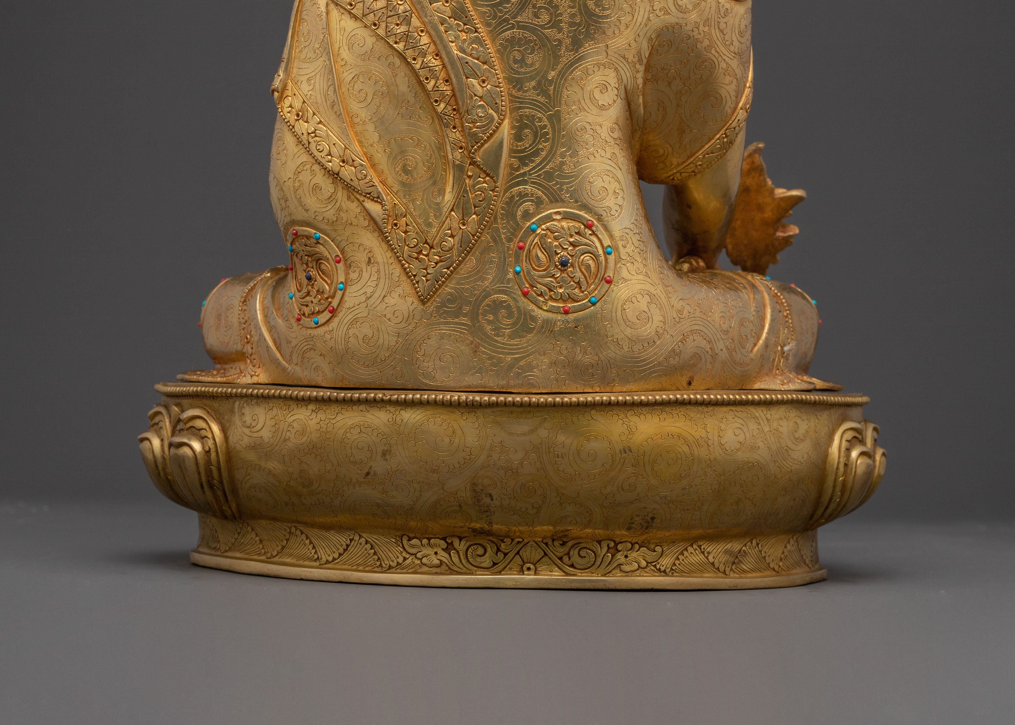 Handcrafted Medicine Buddha Sacred Statue | 24K Gold Gilded