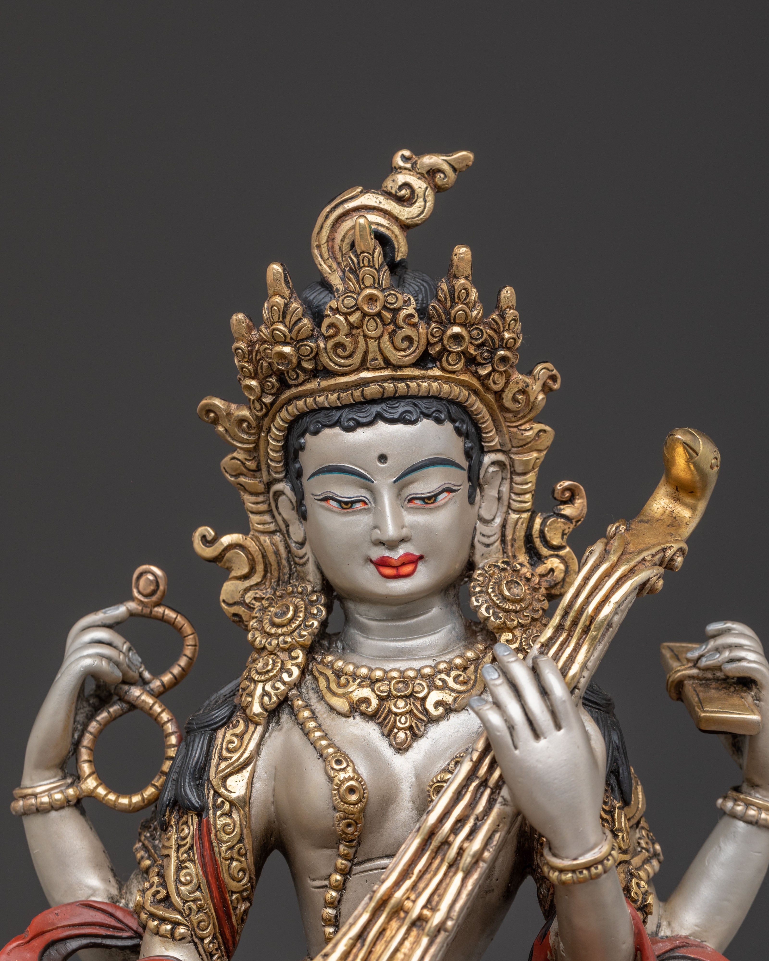 Goddess Saraswati Statue on Throne | Knowledge Icon