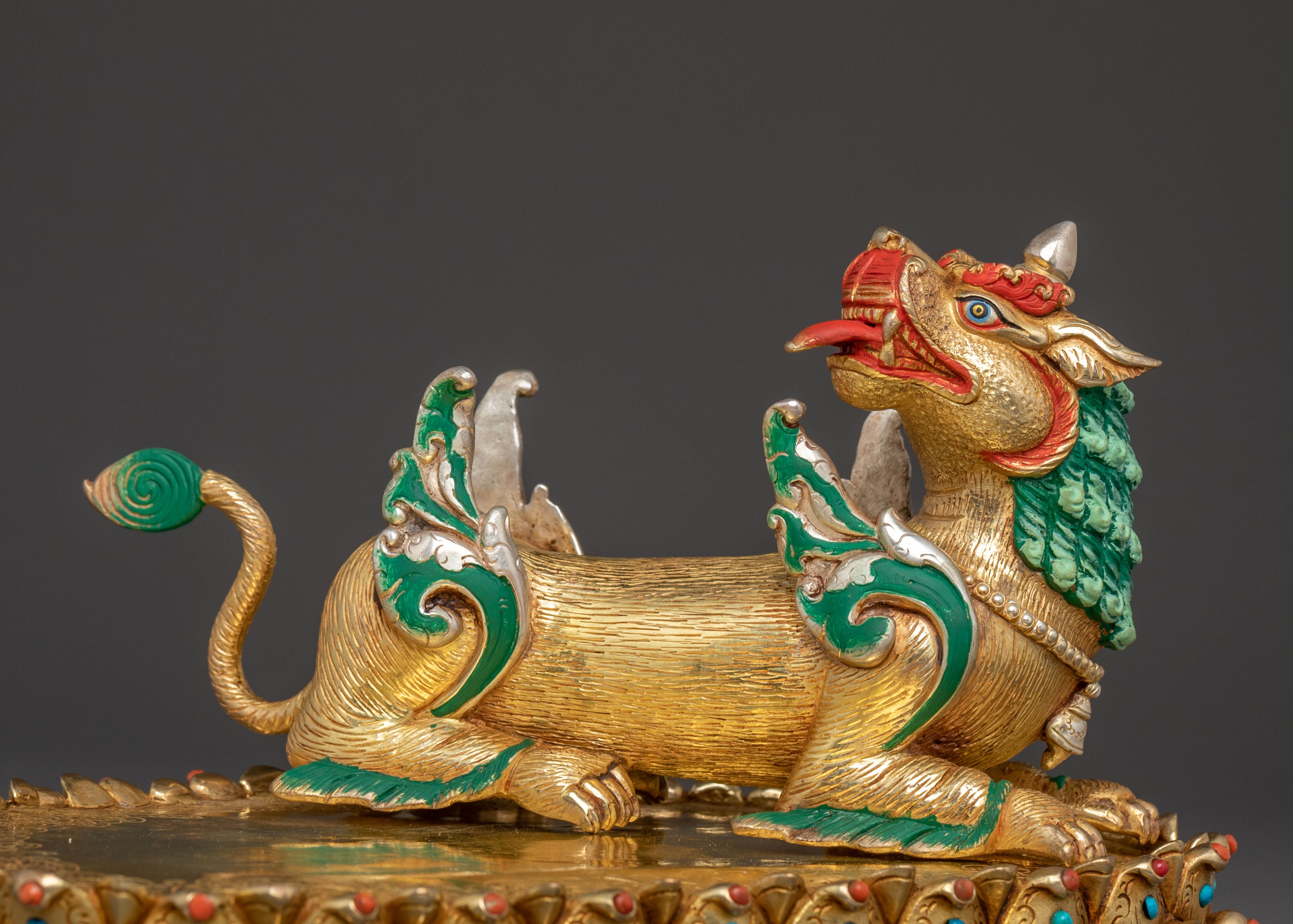 Handcrafted Simhanada Manjushri Sacred Statue