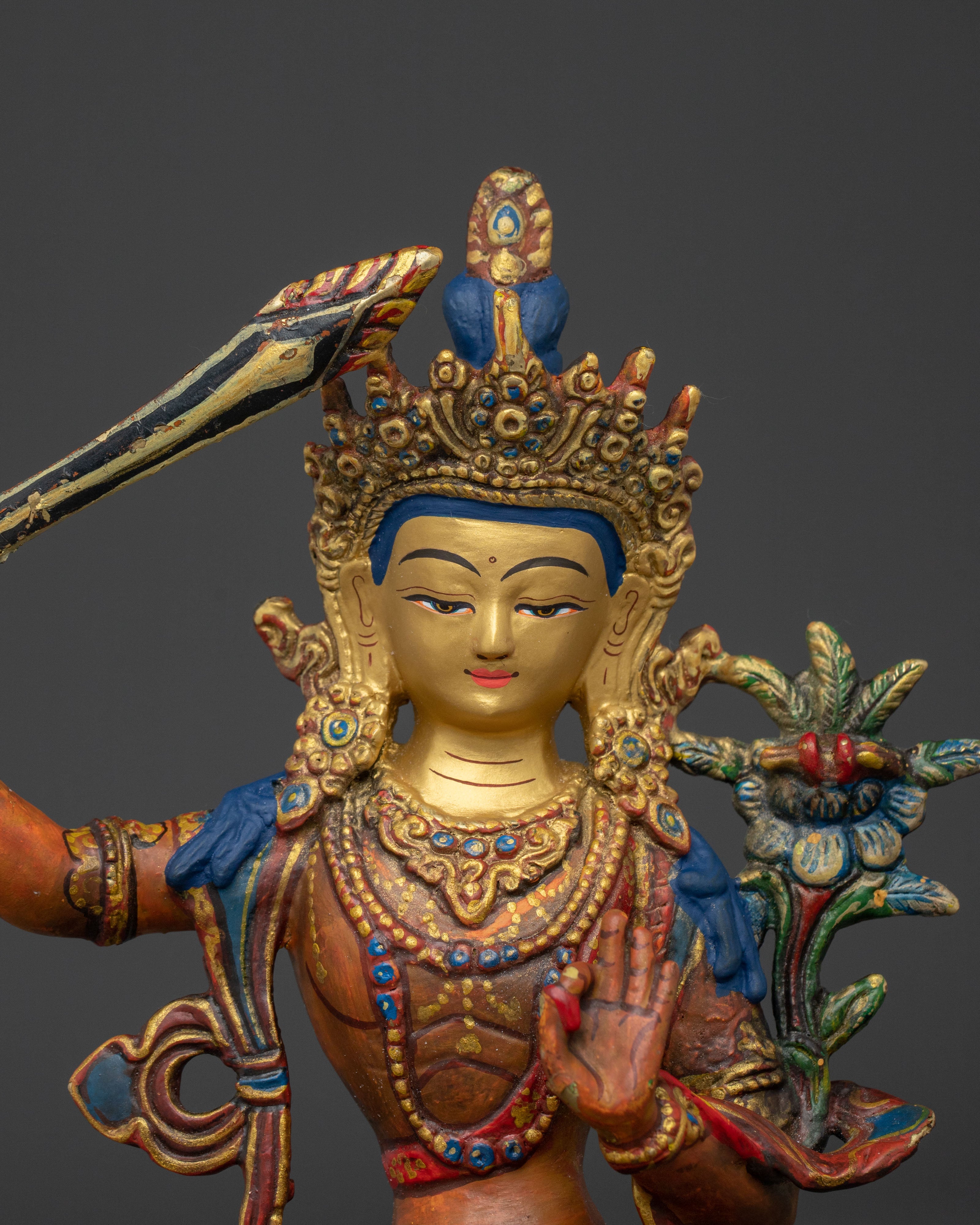 Manjushri 24K Gold Gilded Statue | Home Decor