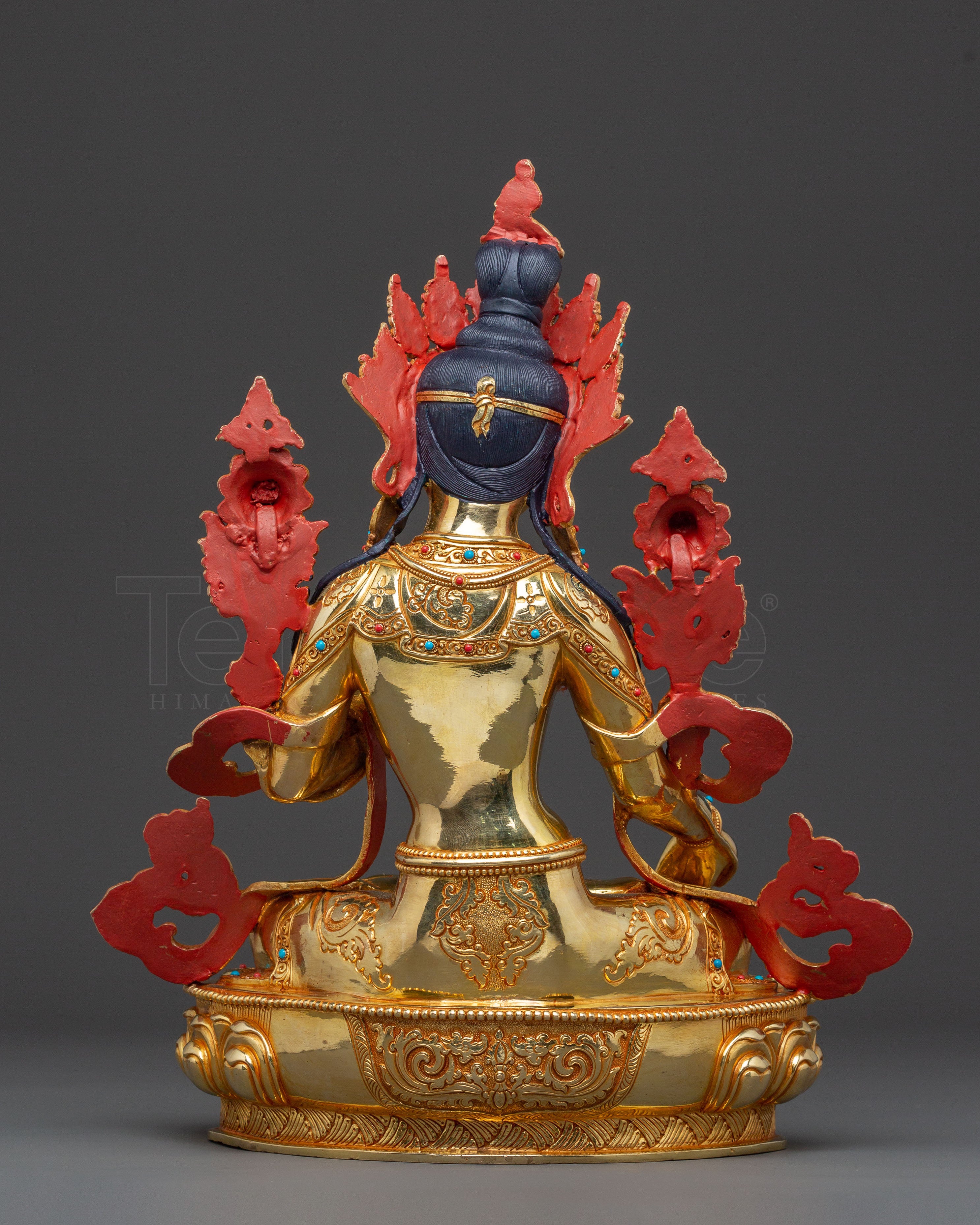 Handcrafted White Tara Spiritual Statue: 24K Gold Gilded Masterpiece