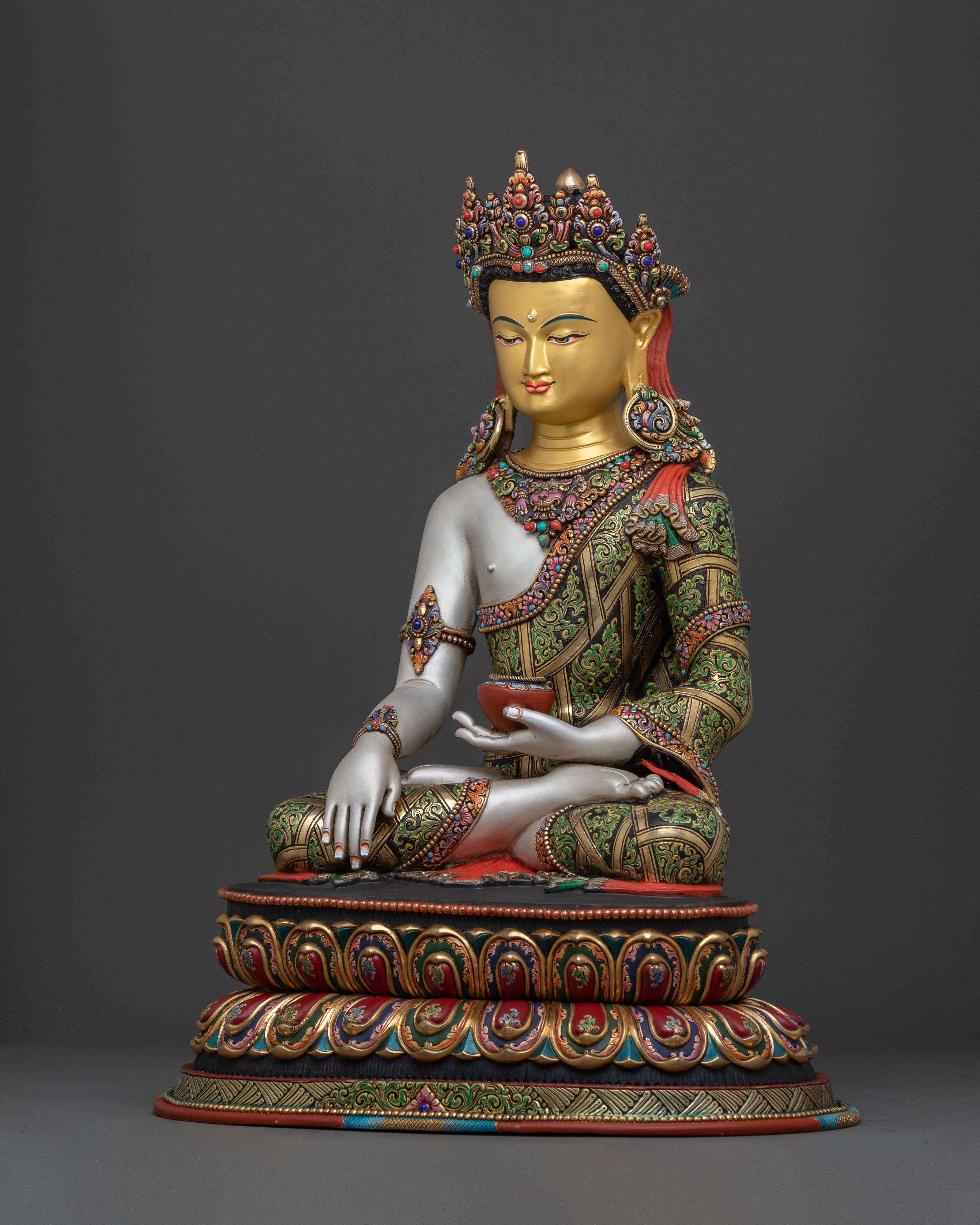 Crown Shakyamuni Buddha Royal Statue | Altar Decor