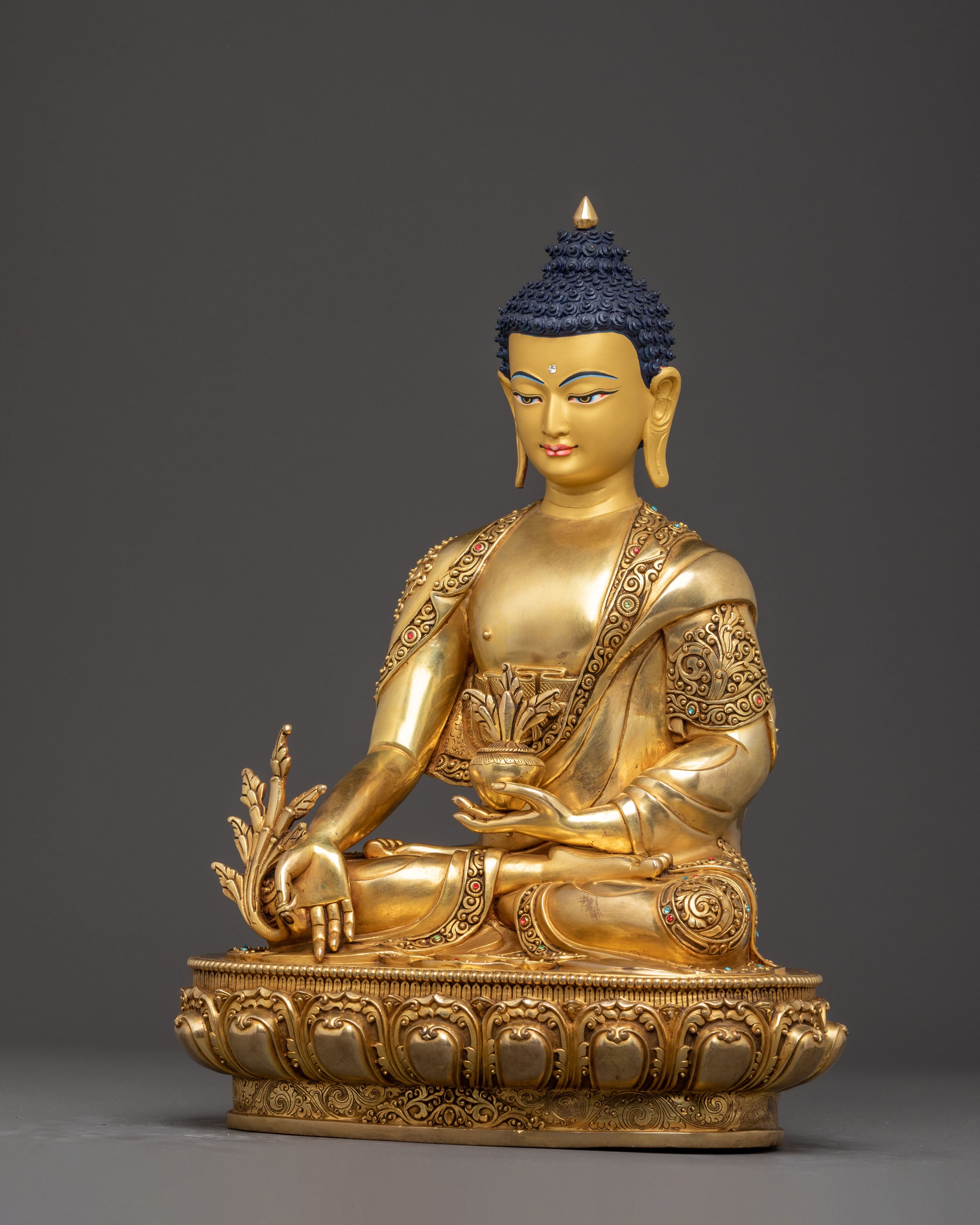 Handmade Medicine Buddha with Healing Power – 24K Gold Gilded