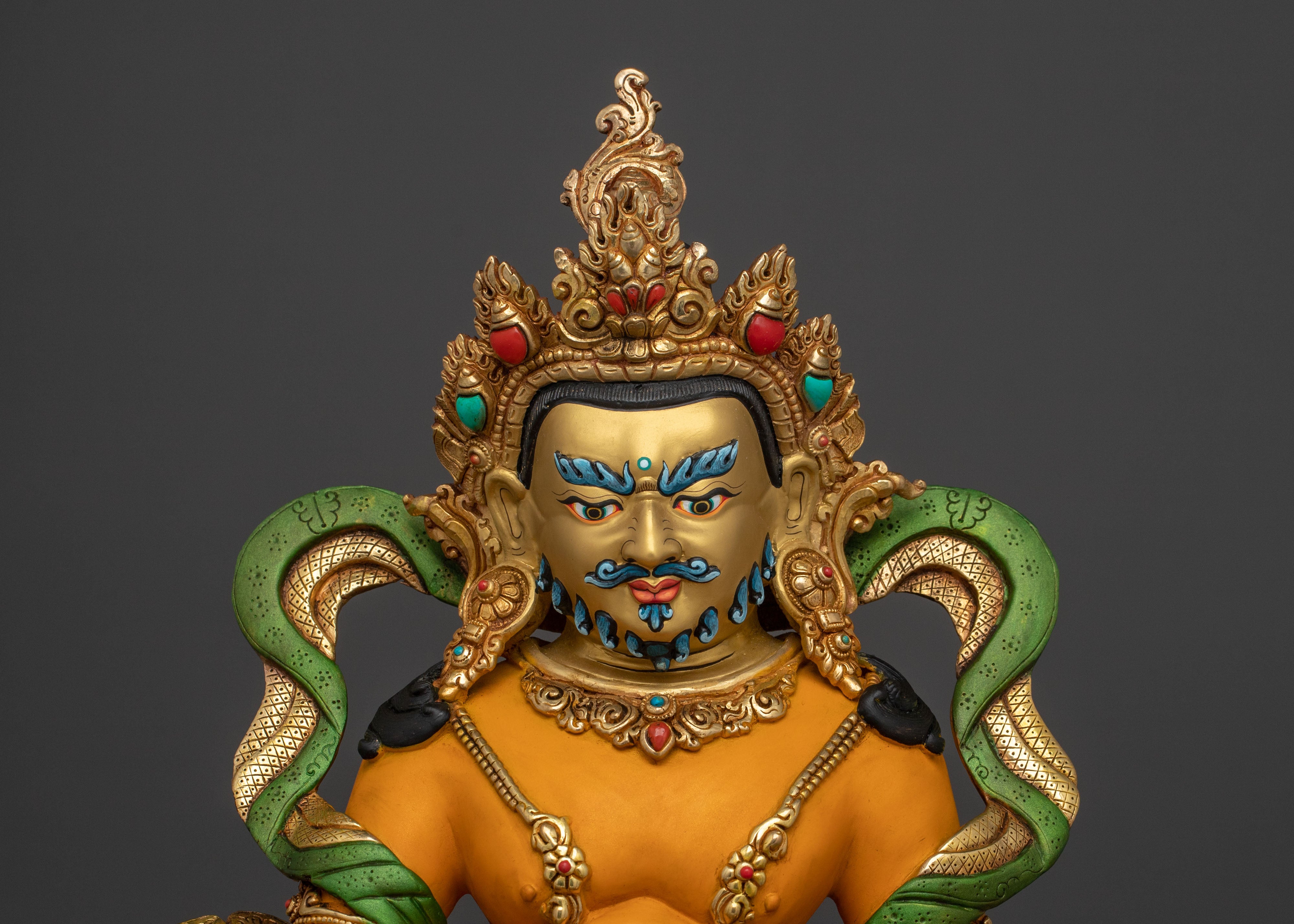 Dzambhala Tibetan Wealth God Statue | 24K Gold Gilded Buddhist Sculpture