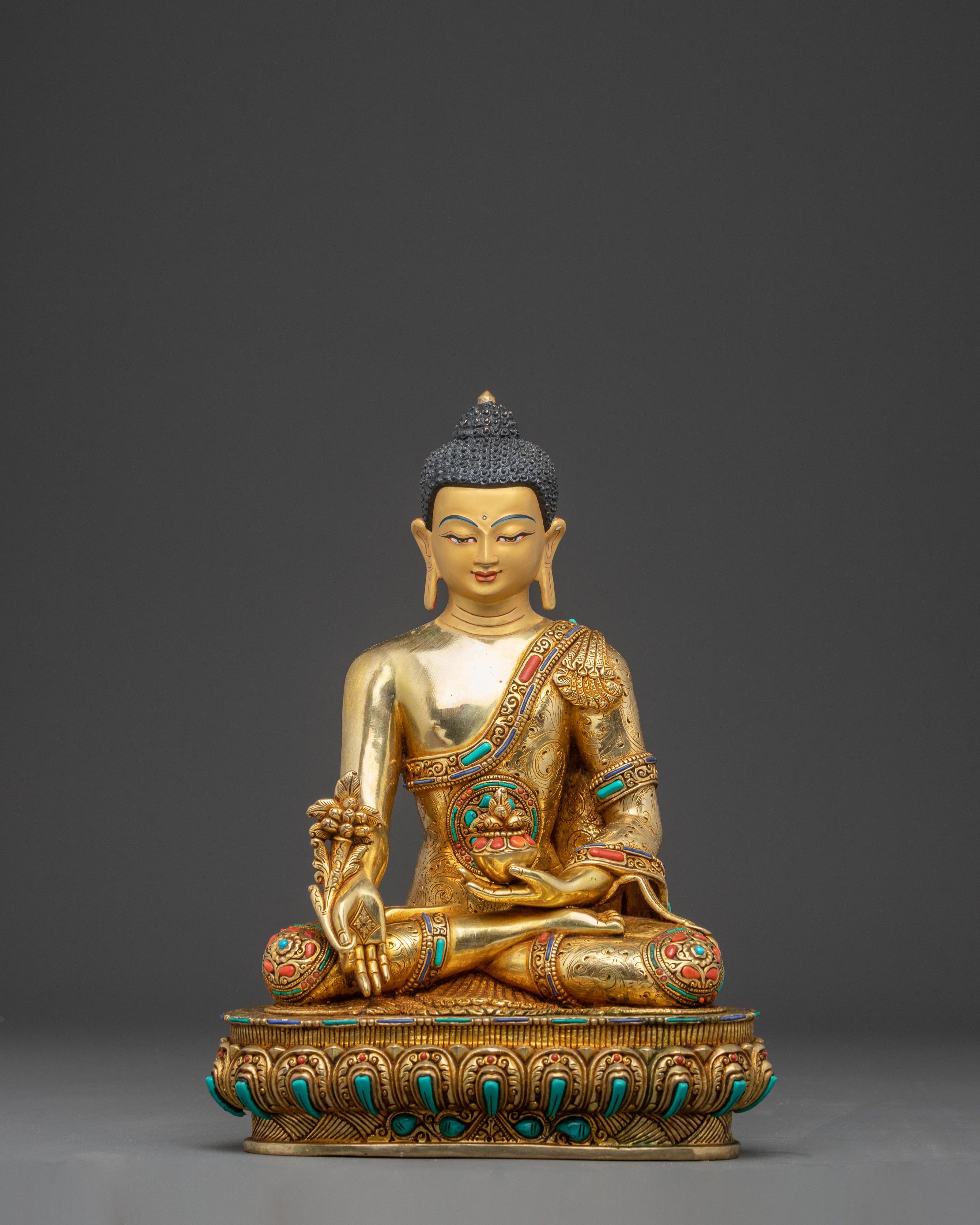 The Buddhist Healing Statue of Medicine Buddha | Nepali Handmade Icon