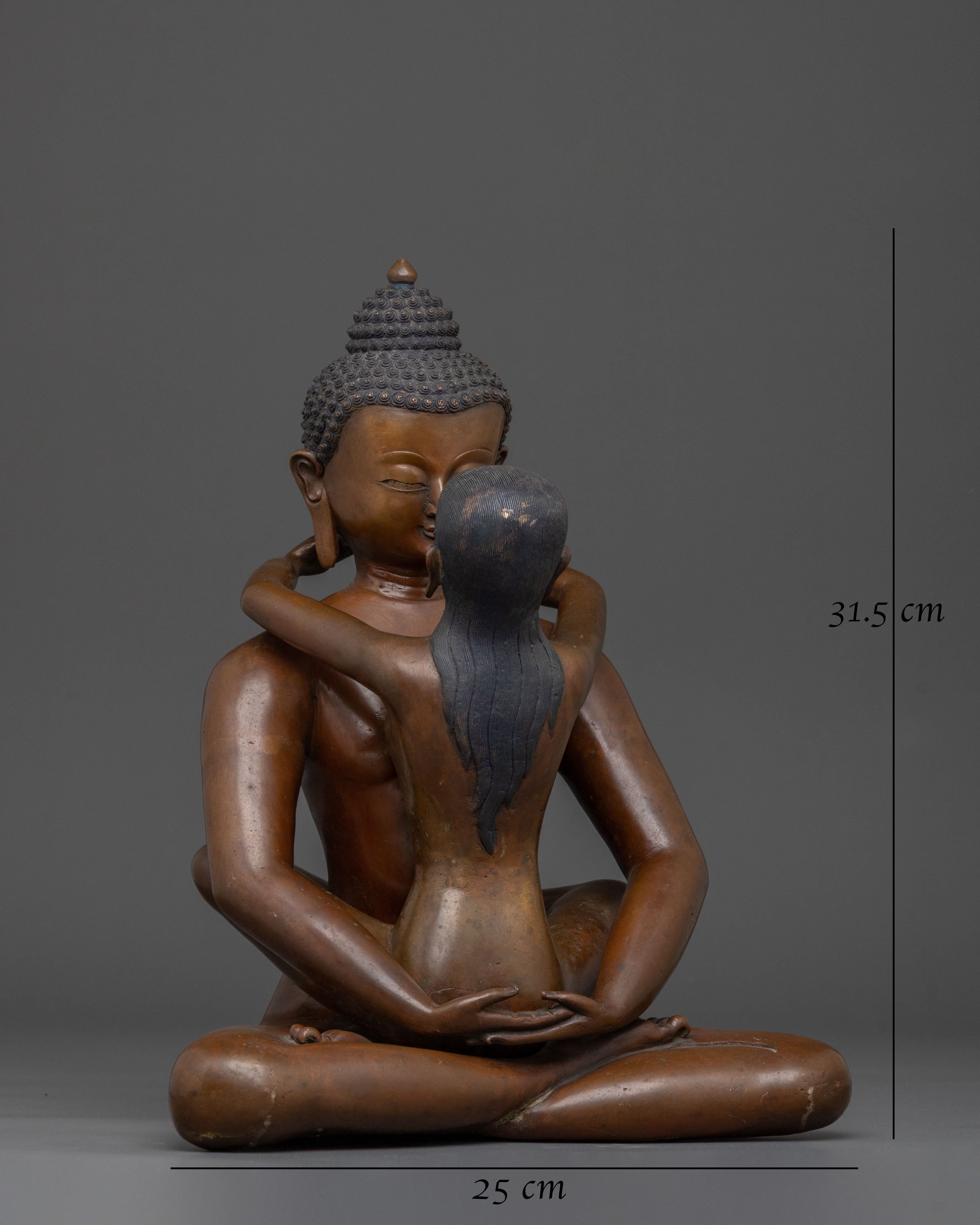 Samantabhadra Oxidized Sculpture with Consort | Altar Decor