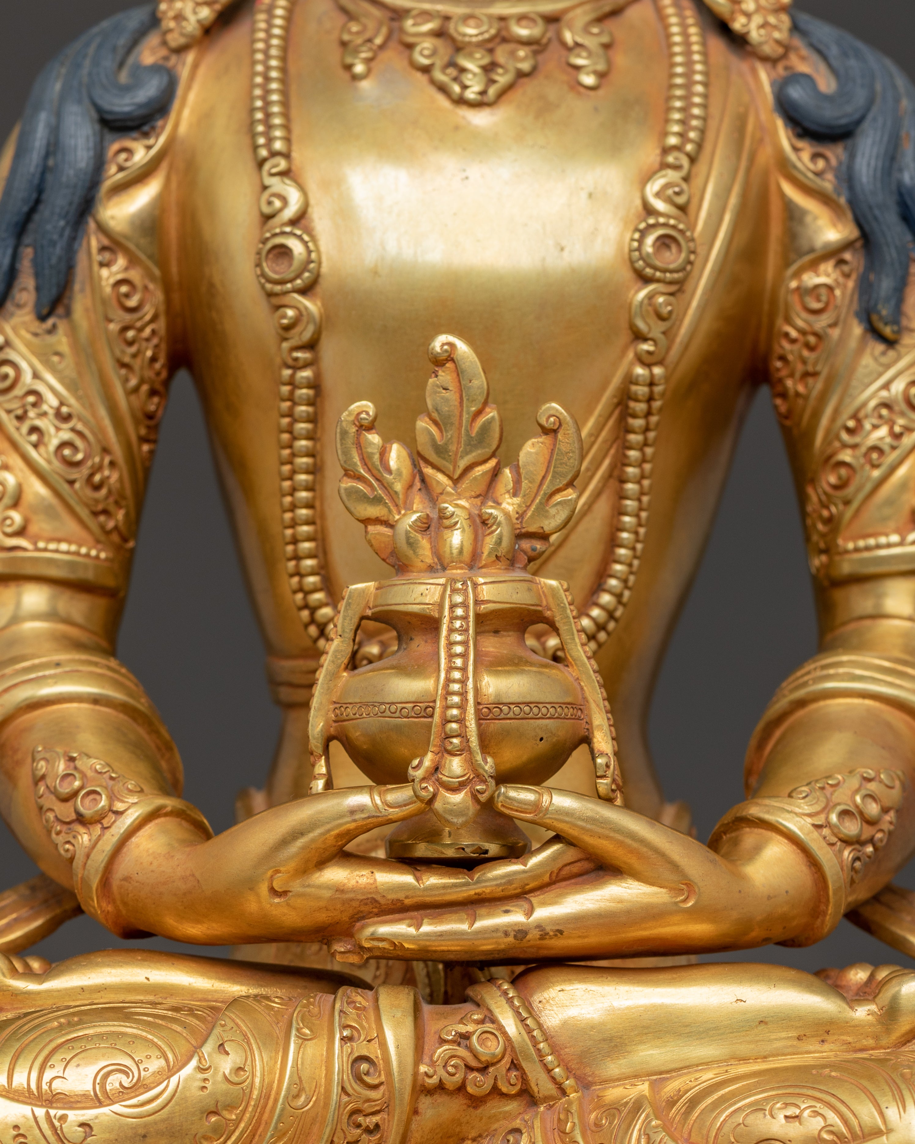 Golden Longevity Buddha Amitayus Statue | Traditional Himalayan Art