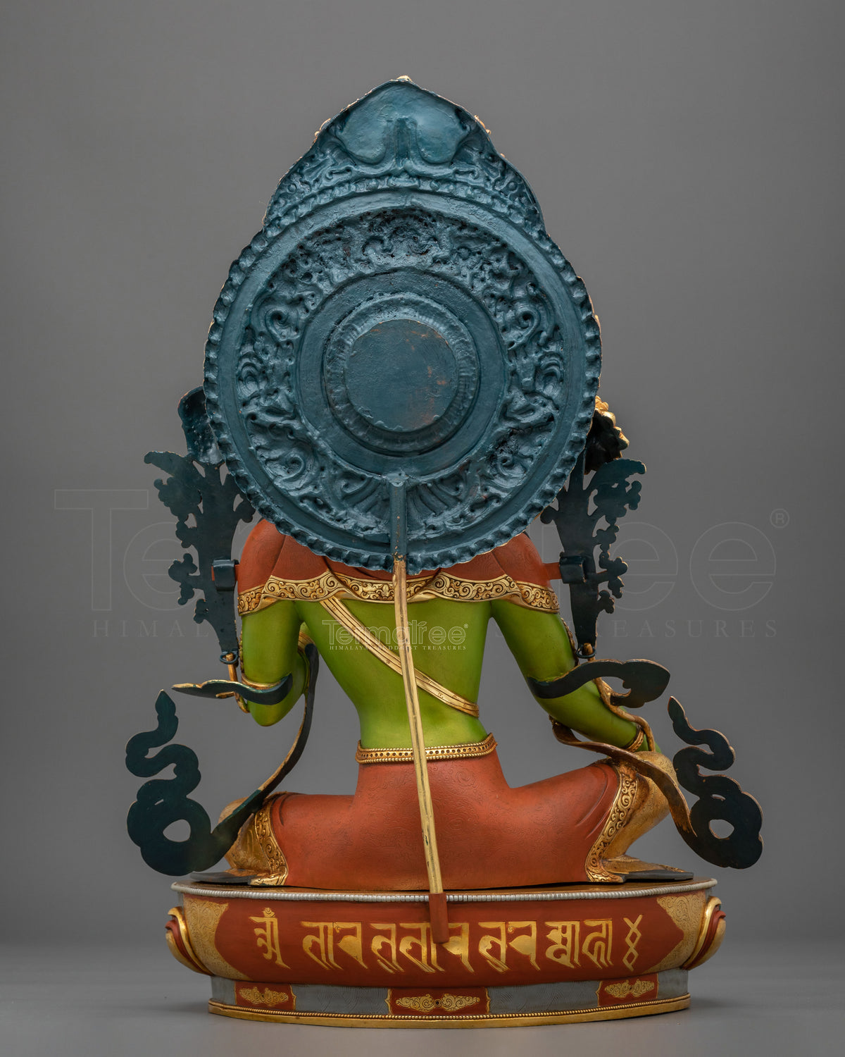 Green Tara Statue | Gold and Acrylic Painted Figurine