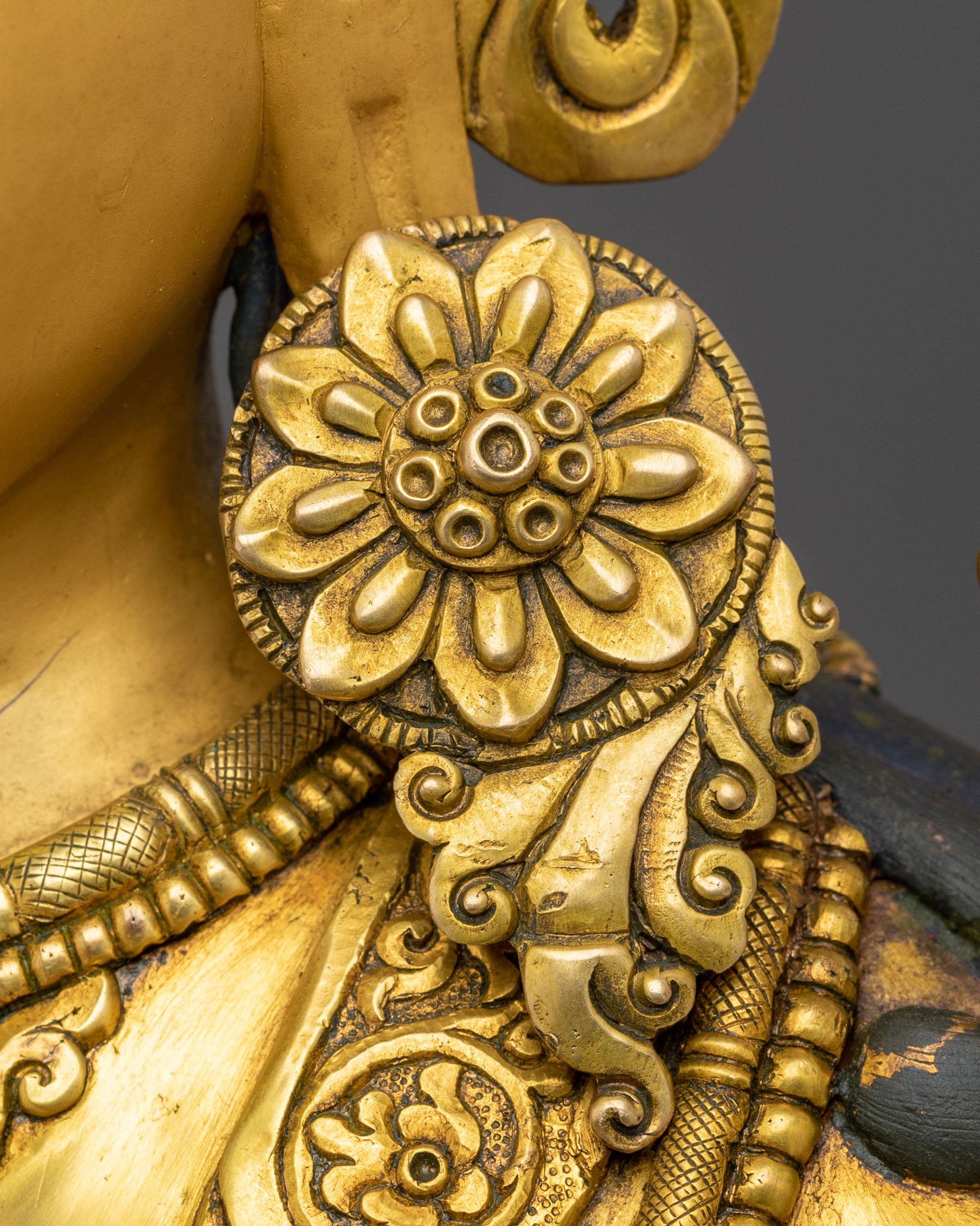 Green Tara Statue Goddess of Protection | 24K Gold Gilded Copper Sculpture