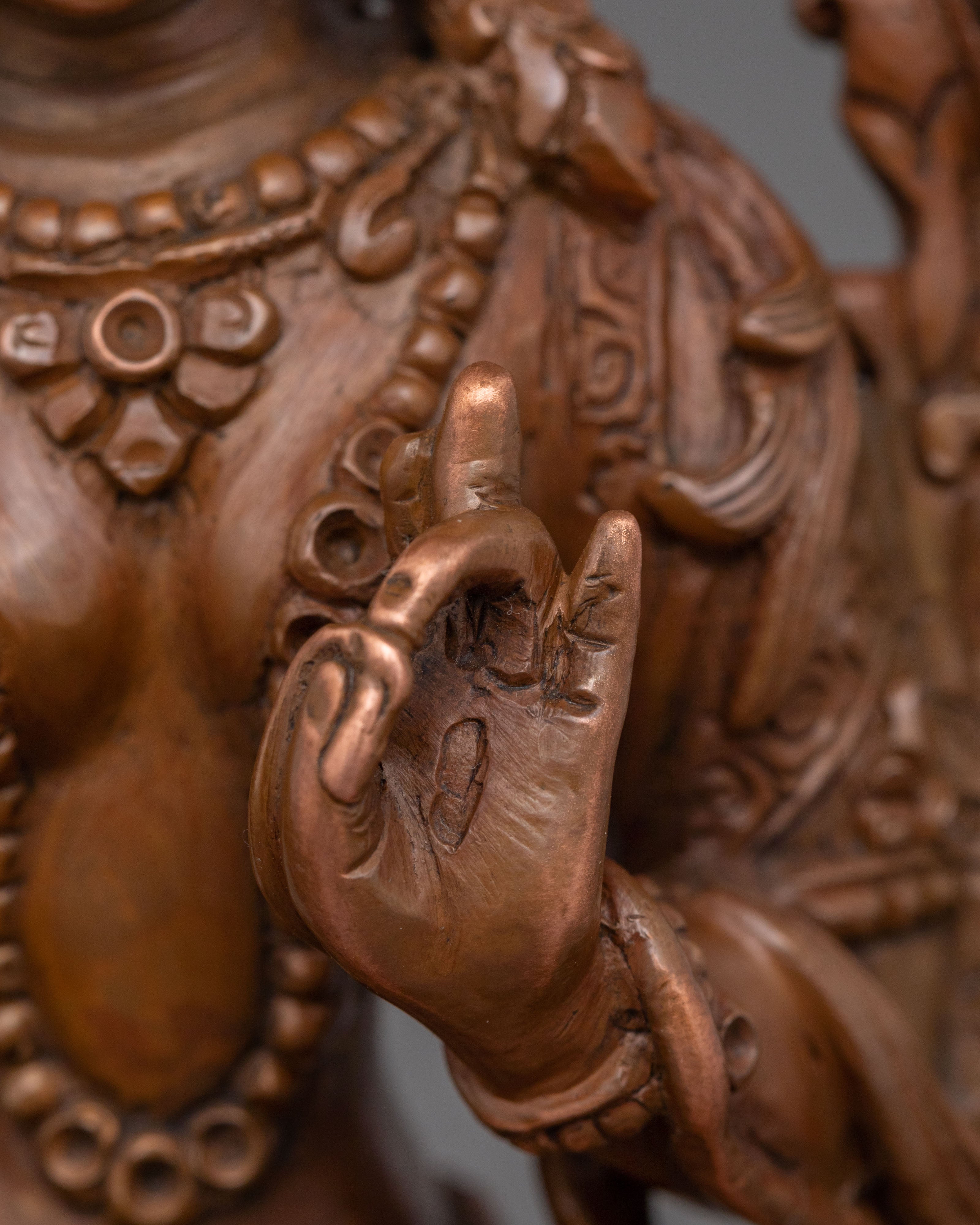 White Tara Statue | Oxidized Copper Serenity