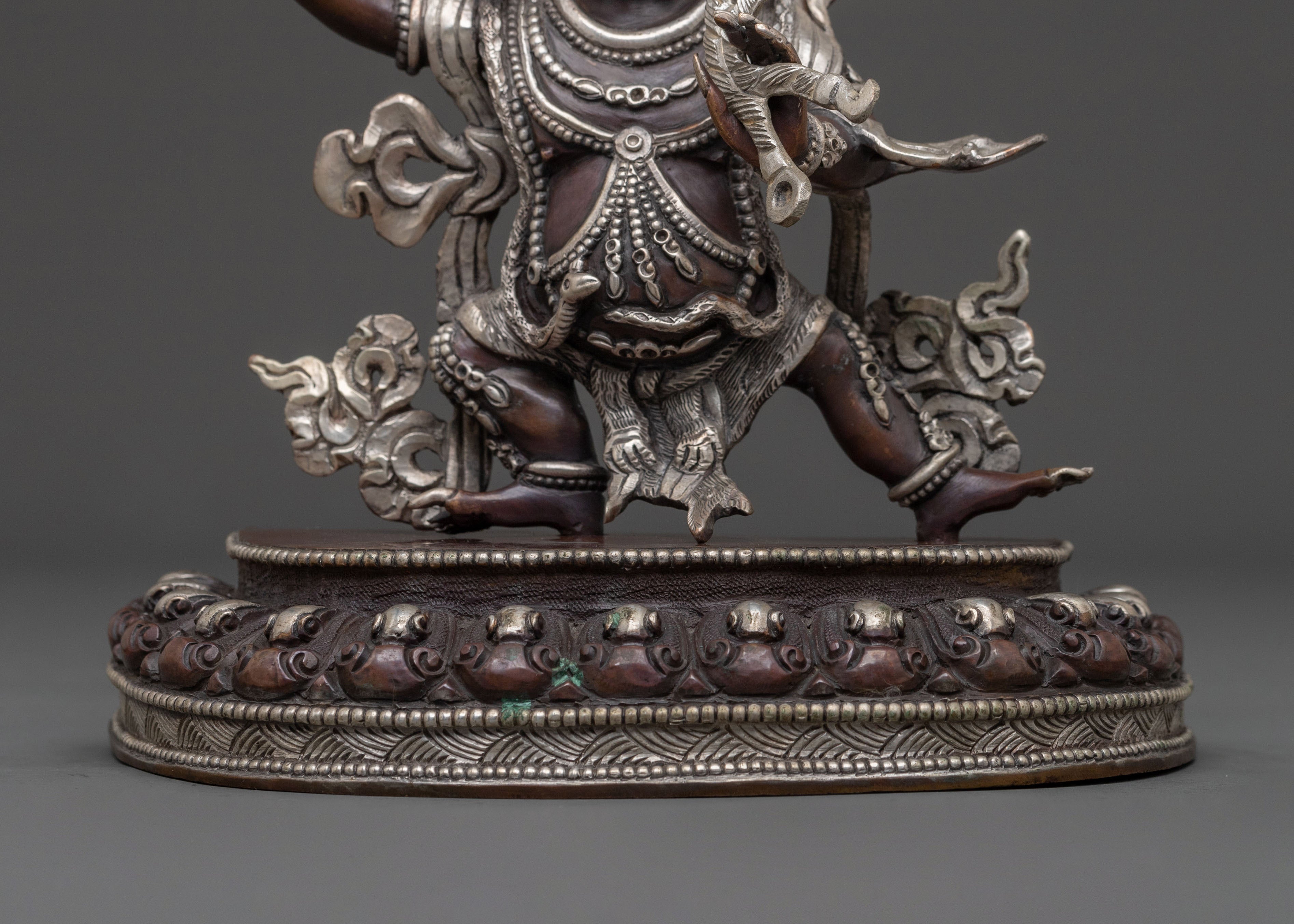 Vajrapani Himalayan Statue in Oxidized Copper and Silver