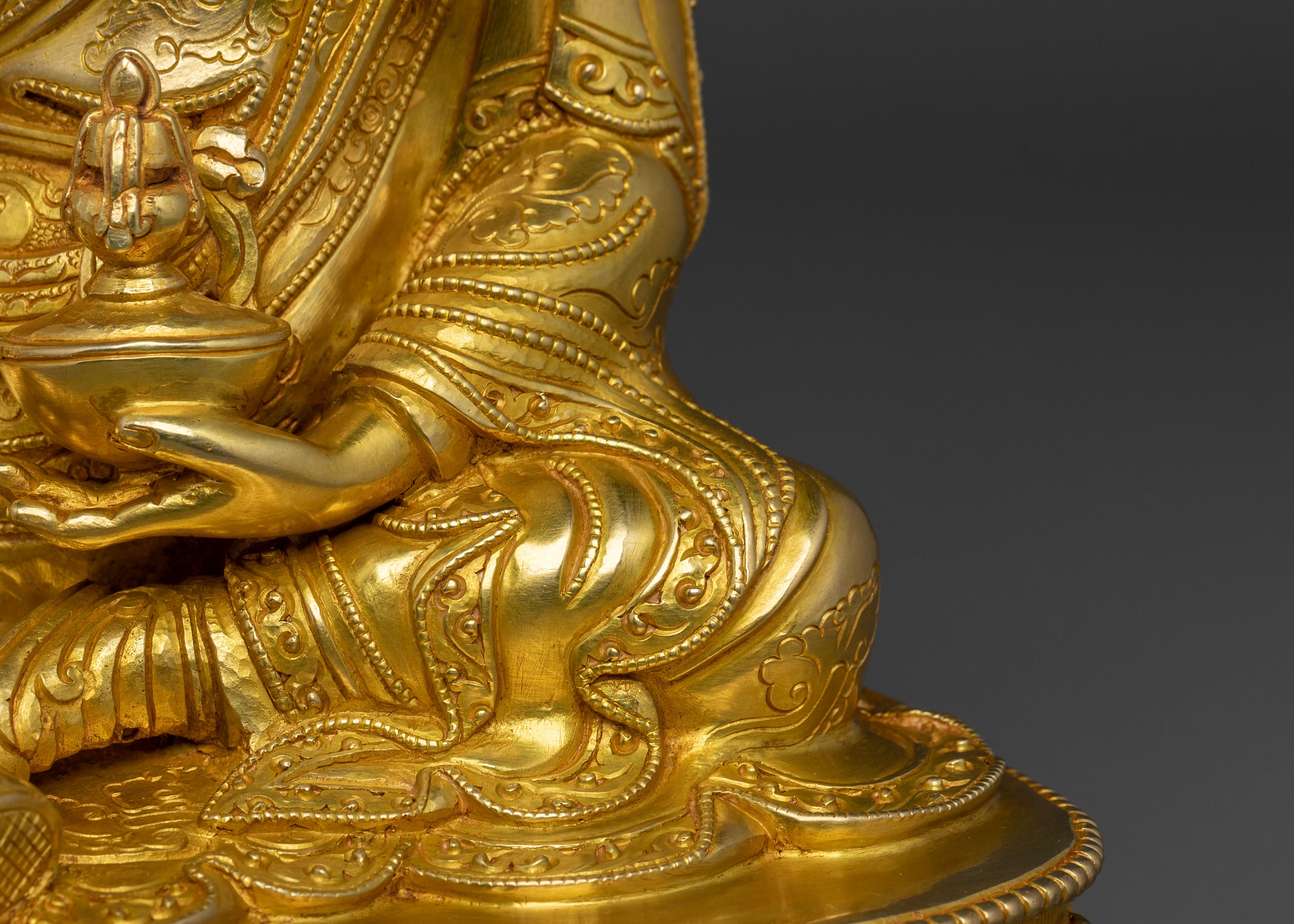 The Second Buddha Padmasambhava Sculpture in Gilded Gold
